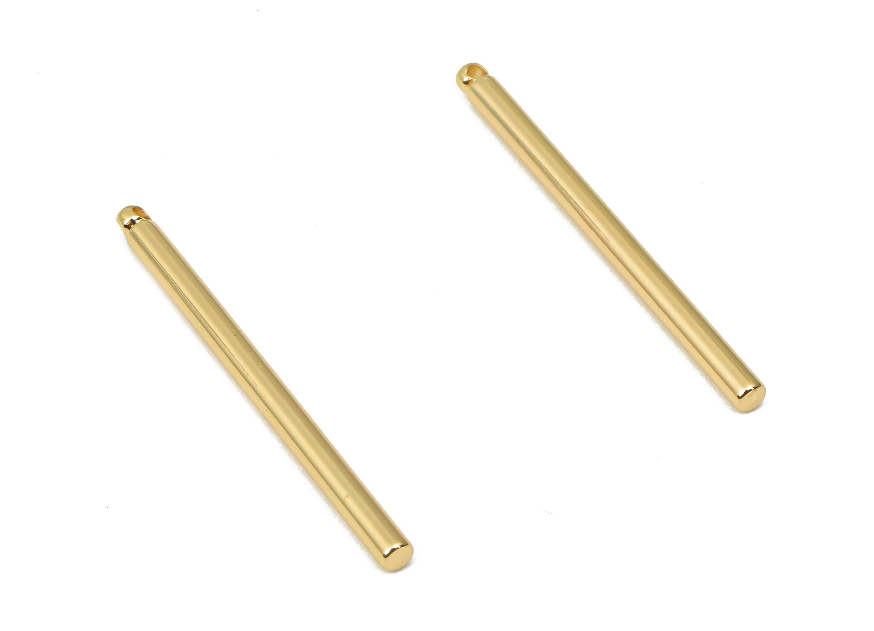 Brass Bar - Gold Cyclinder Stick DIY Tube Beads - Geometric Shapes - For Air Plants - 18k Real Gold Plated Brass - 30.11x2x2mm - RGP4478 - DOMEDBAZAAR