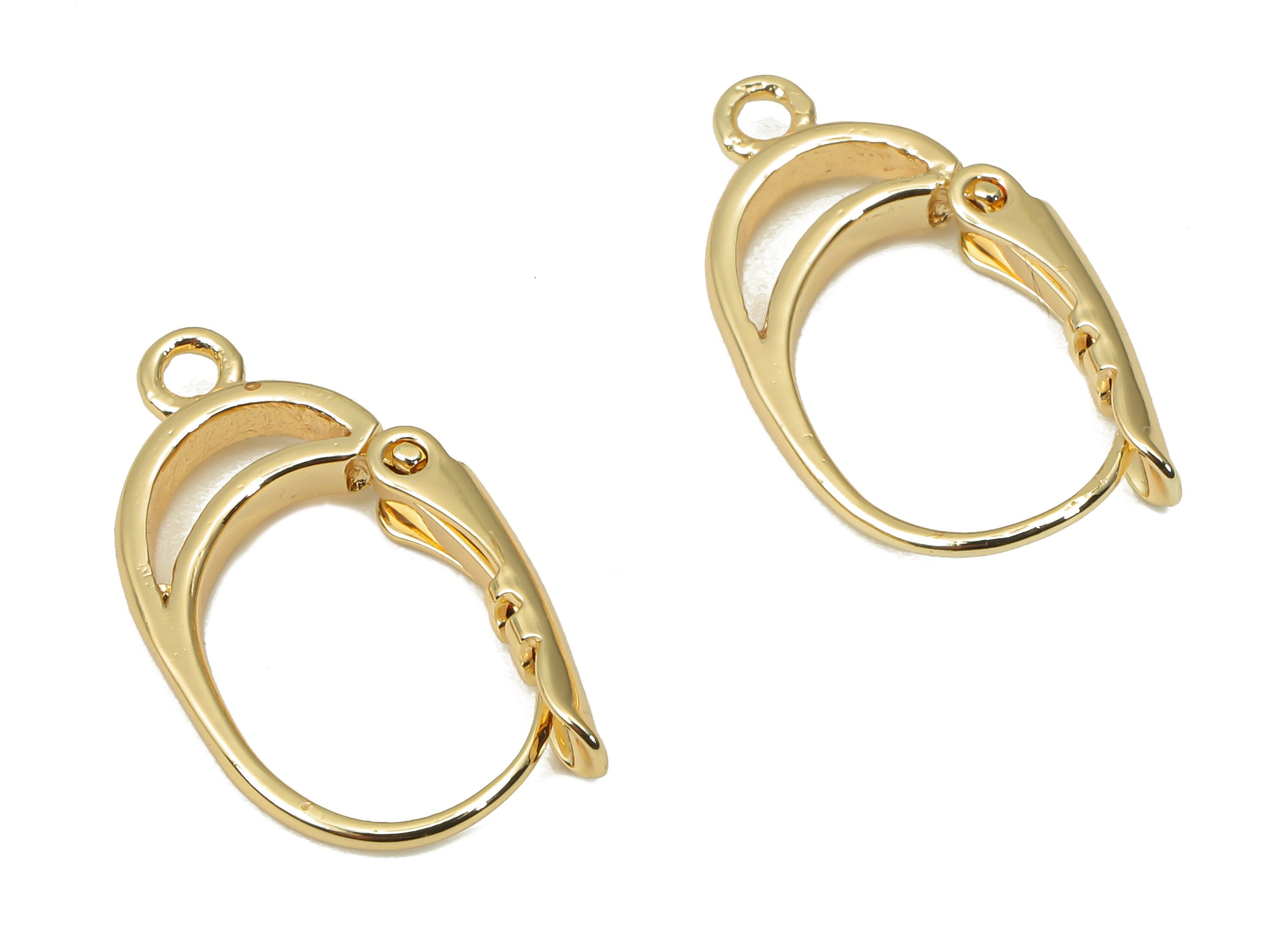 Brass Plain Leverback - Gold Leverback Earring Clasp - 18K Real Gold Plated Brass - Jewelry Making Supplies - 19.96x11.97x2.92mm - RGP4434 - DOMEDBAZAAR