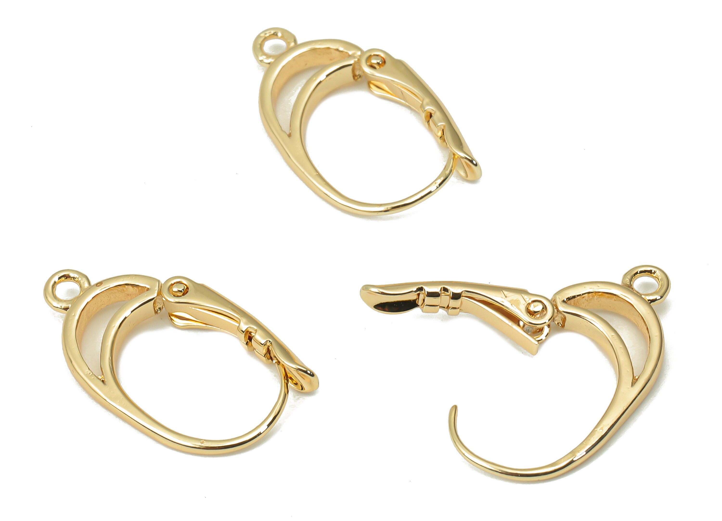 Brass Plain Leverback - Gold Leverback Earring Clasp - 18K Real Gold Plated Brass - Jewelry Making Supplies - 19.96x11.97x2.92mm - RGP4434 - DOMEDBAZAAR