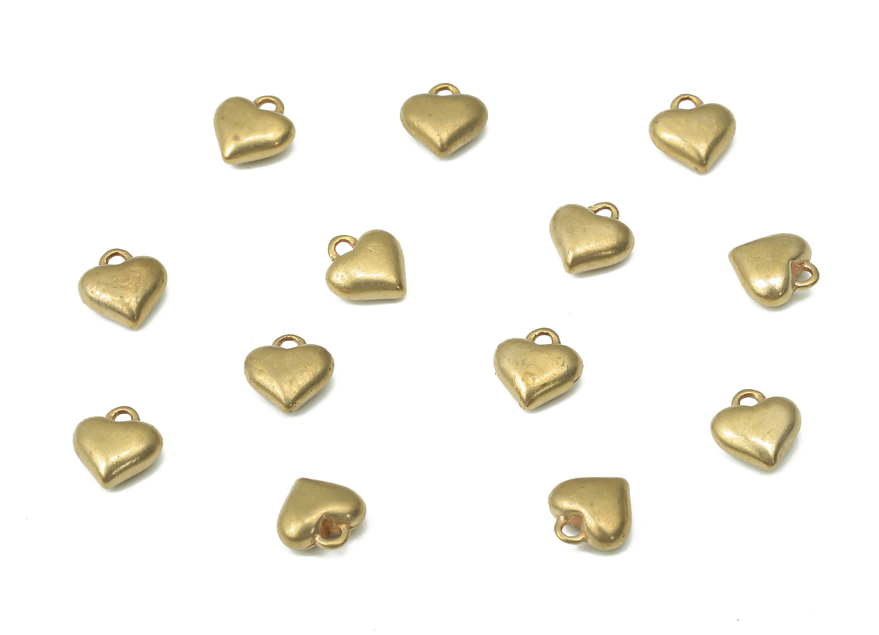 Brass Mini Heart Earring Charms - Raw Brass Heart Pendant - Earring Charms for Jewelry Making - 5.55x2.29x2.24mm - PP7452 - DOMEDBAZAAR
