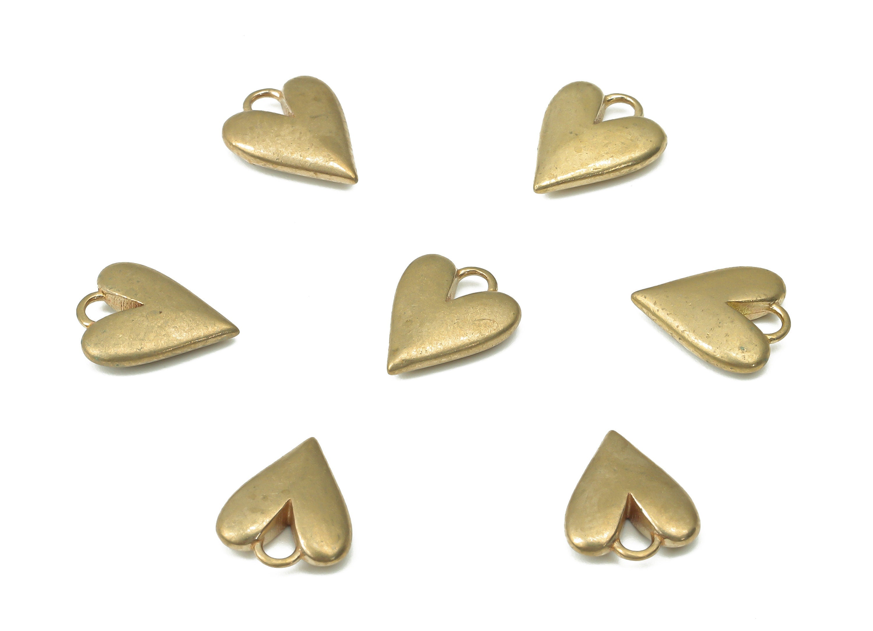 Brass Heart Earring Charms - Raw Brass Heart Pendant - Earring Charms for Jewelry Making - 10.19x8.33x2.4mm - PP7449 - DOMEDBAZAAR