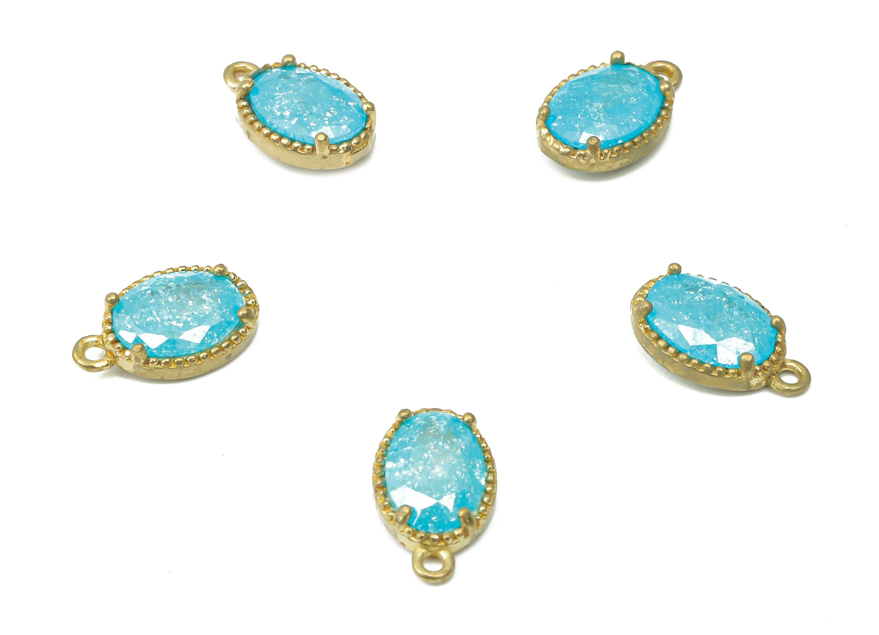 Brass Oval Earring Charms with Zircon - Raw Brass Oval Pendant - Earring Charms for Jewelry Making - 10.1x6.33x2.6mm - PP7430D - DOMEDBAZAAR