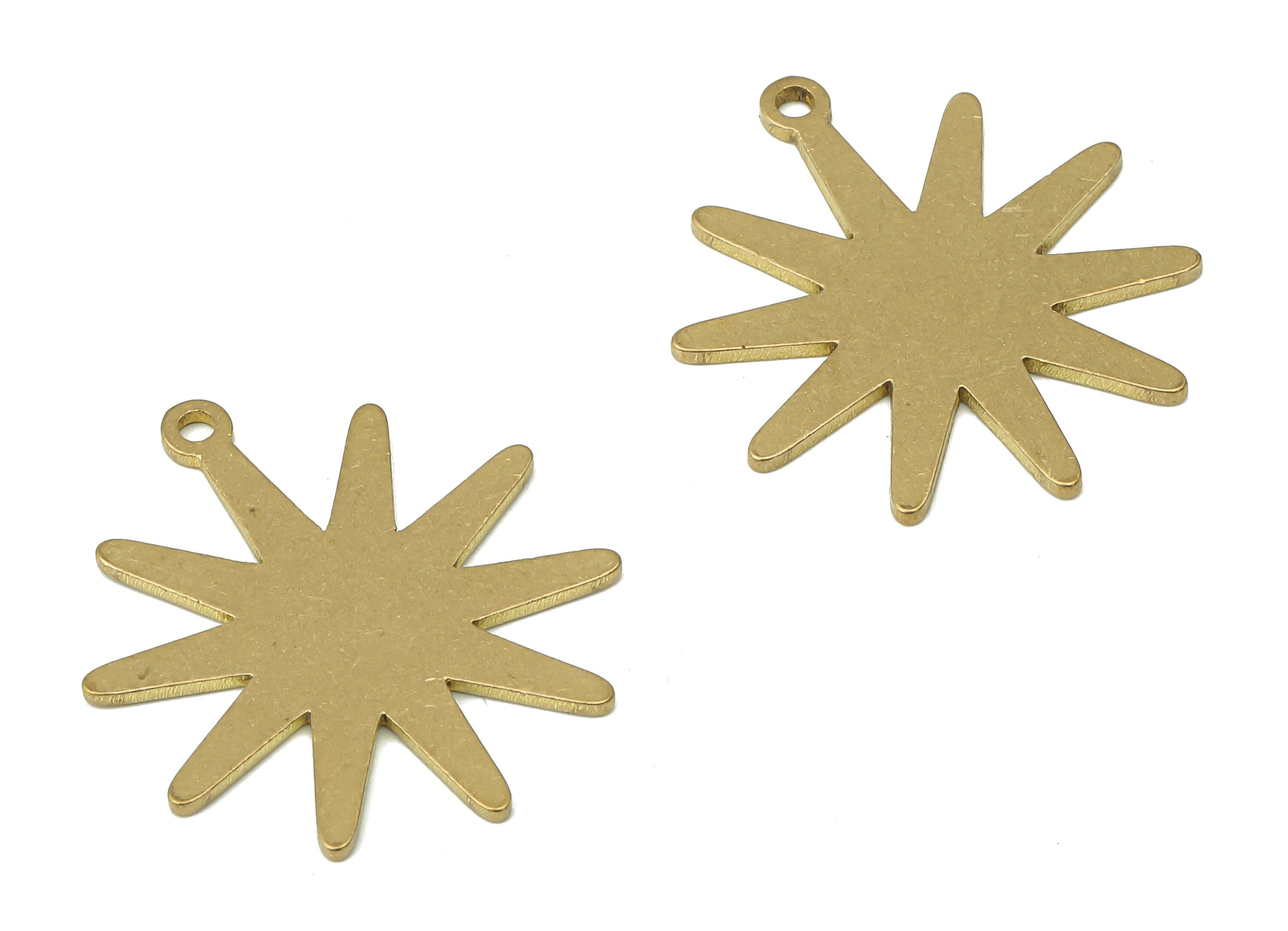 Personalized Stamping Blank - Brass Sun Earring Charms - Raw Brass Sun Pendant - Jewelry Making Supplies - 24.67x21.27x0.83mm - PPA3567 - DOMEDBAZAAR