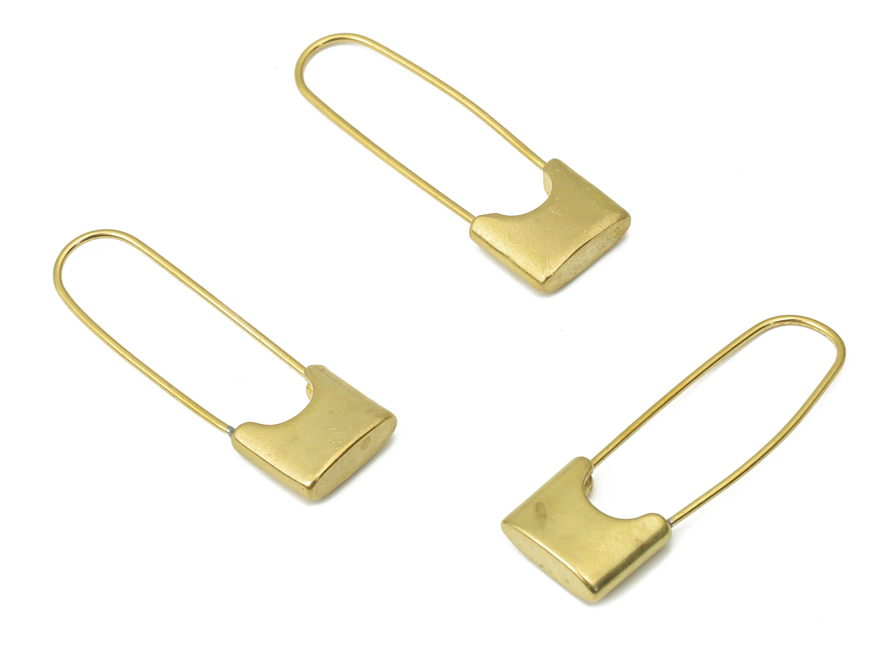 Brass Long Lock Earring Wire - Raw Brass Lock Earring - Jewelry Making Supplies - 30.17x9.5x3.1mm - PP7404 - DOMEDBAZAAR