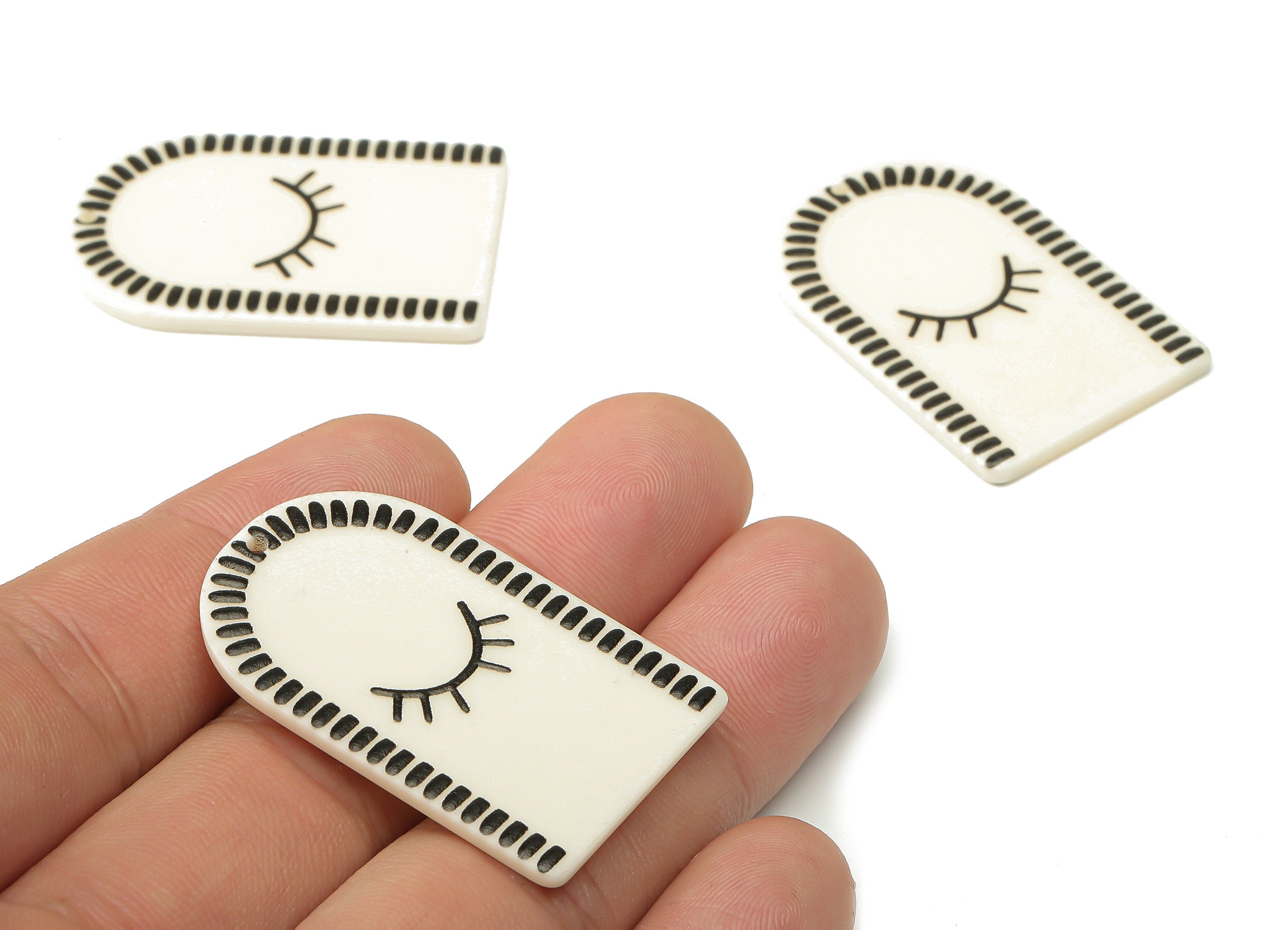 Acrylic Domed Earring Charms - Eye Lash Oval Domed Pastel Earrings  - Jewelry Accessories - 40.17×25.86×2.62mm - AC2498 - DOMEDBAZAAR
