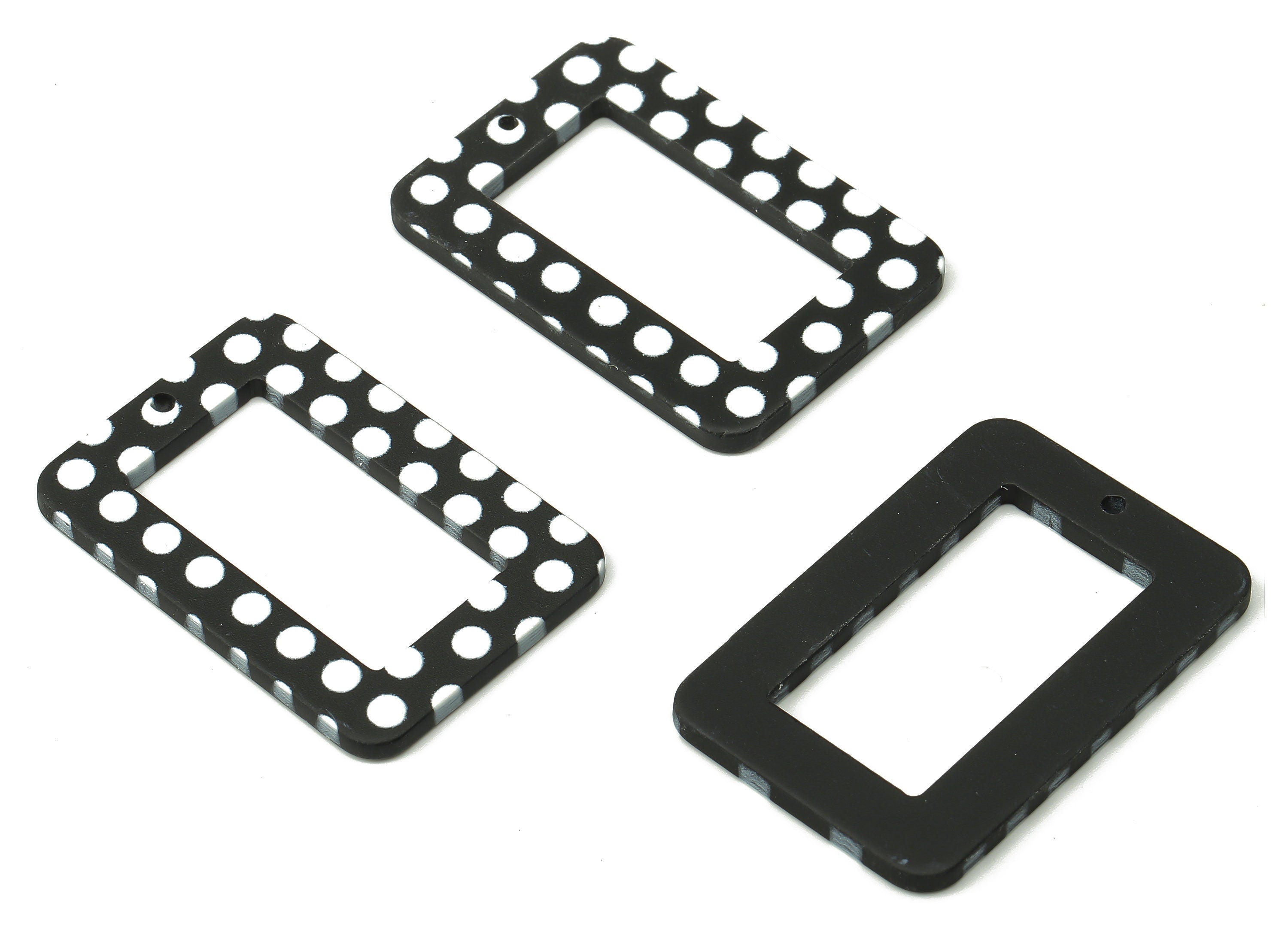 Acrylic Rectangle Earrings Charm - Polka Dot Rectangle Pendant Charm - Earring Findings - Jewelry Supplies - 39.6×26.28×2.1mm - AC2508 - DOMEDBAZAAR