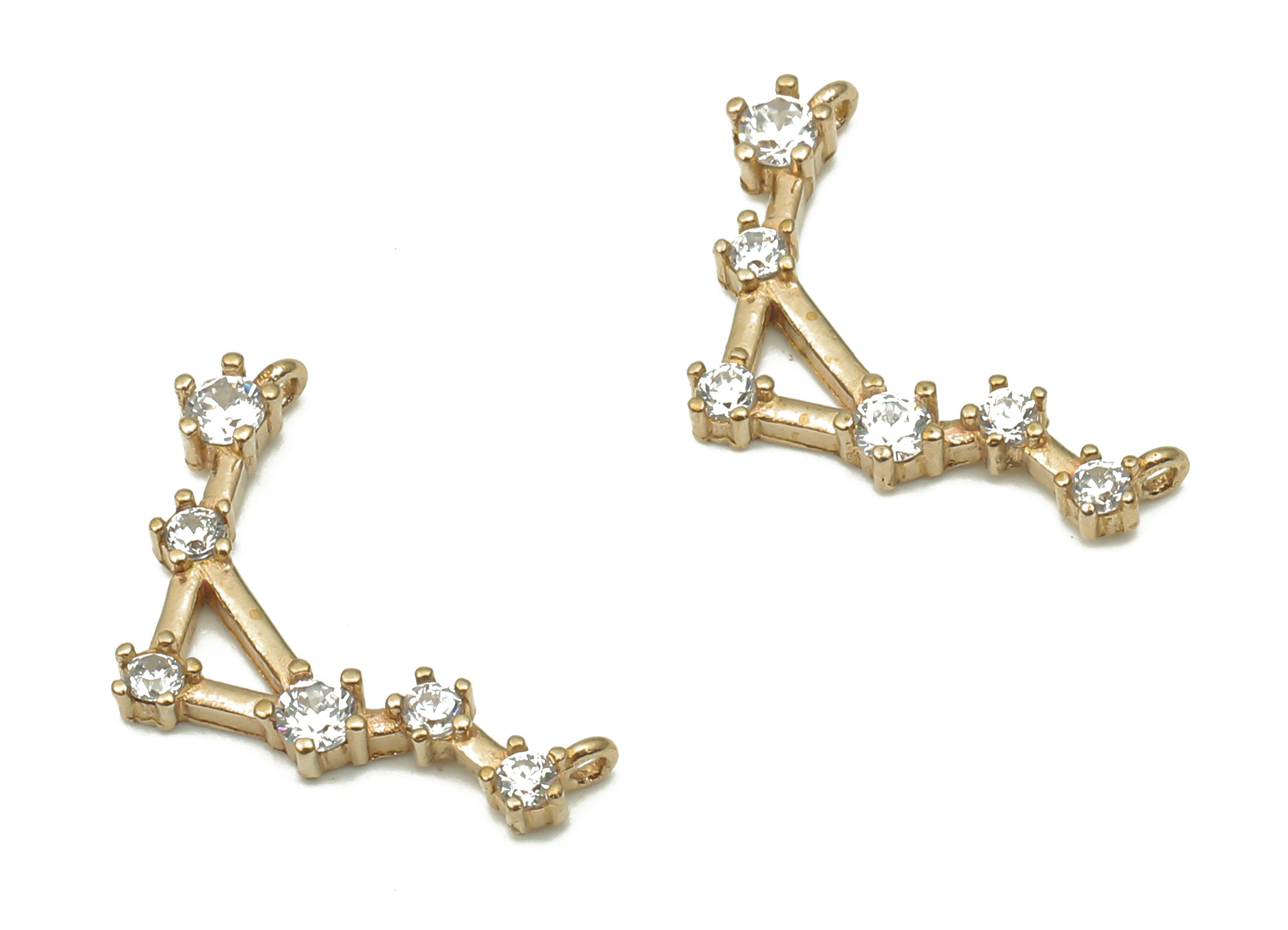 Zodiac Signs Charms - Brass CZ Zodiac Charms - Libra Zodiac Constellation Connector Charms - Celestial Jewelry -16.11x9.15x1.55mm- PP7460 - DOMEDBAZAAR