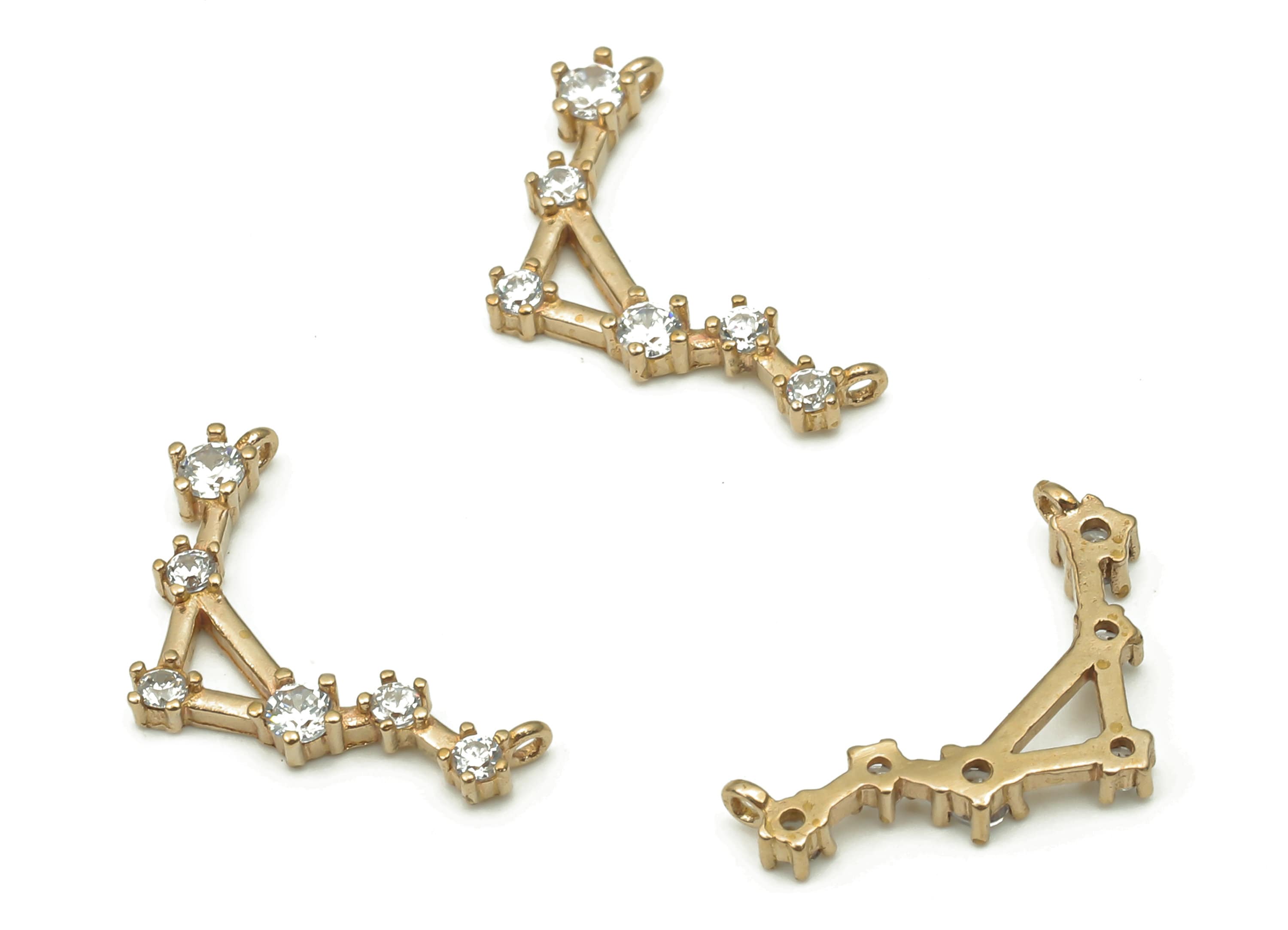 Zodiac Signs Charms - Brass CZ Zodiac Charms - Libra Zodiac Constellation Connector Charms - Celestial Jewelry -16.11x9.15x1.55mm- PP7460 - DOMEDBAZAAR