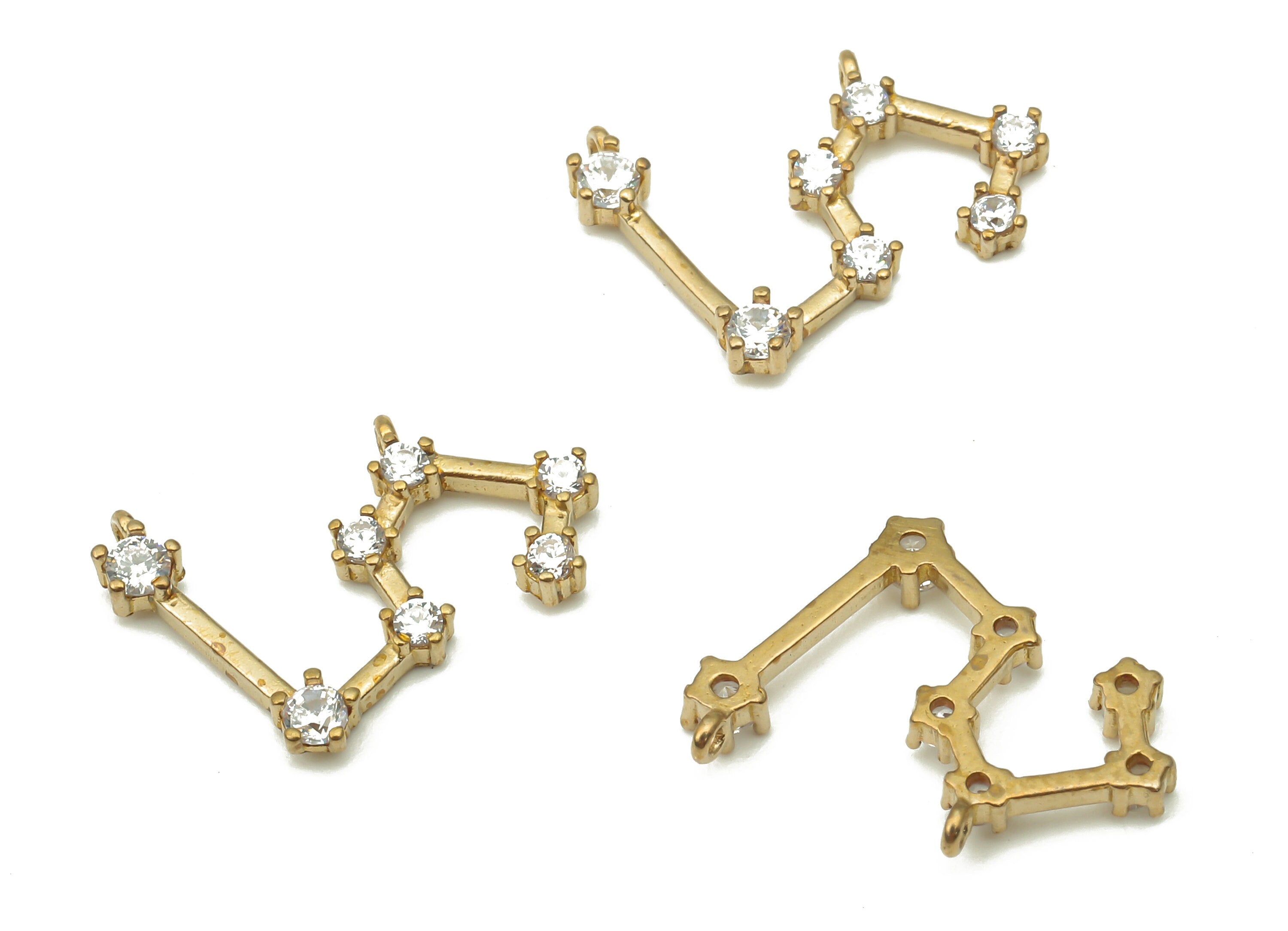 Zodiac Signs Charm - Brass CZ Zodiac Charms - Pisces Zodiac Constellation Connectors Charm - Celestial Jewelry -14.83x11.32x2.11mm- PP7463 - DOMEDBAZAAR