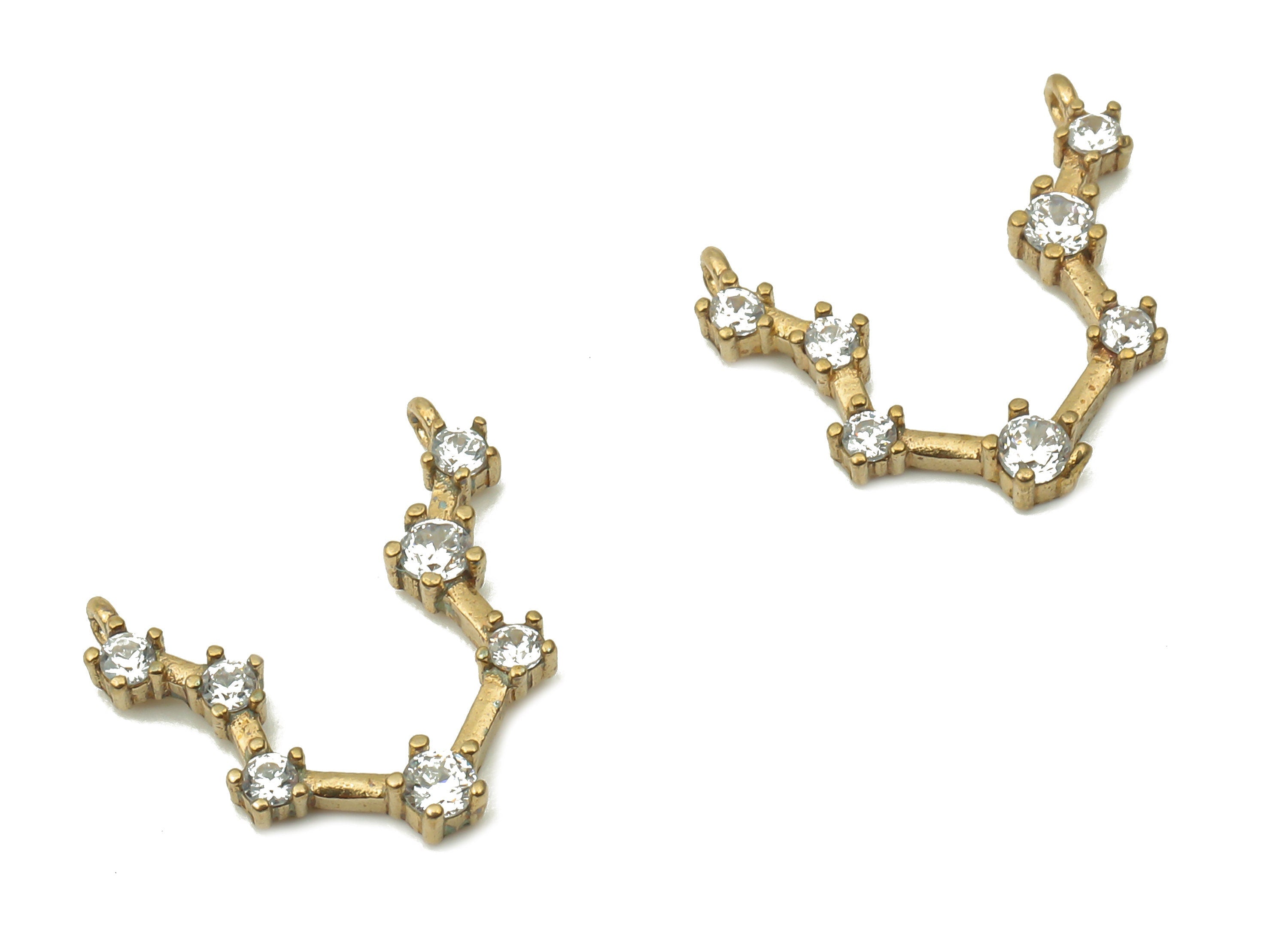 Zodiac Signs Charm - Brass CZ Zodiac Charms - Sagittarius Zodiac Constellation Connector Charm - Celestial Jewelry -14.39x7.8x1.83mm- PP7464 - DOMEDBAZAAR