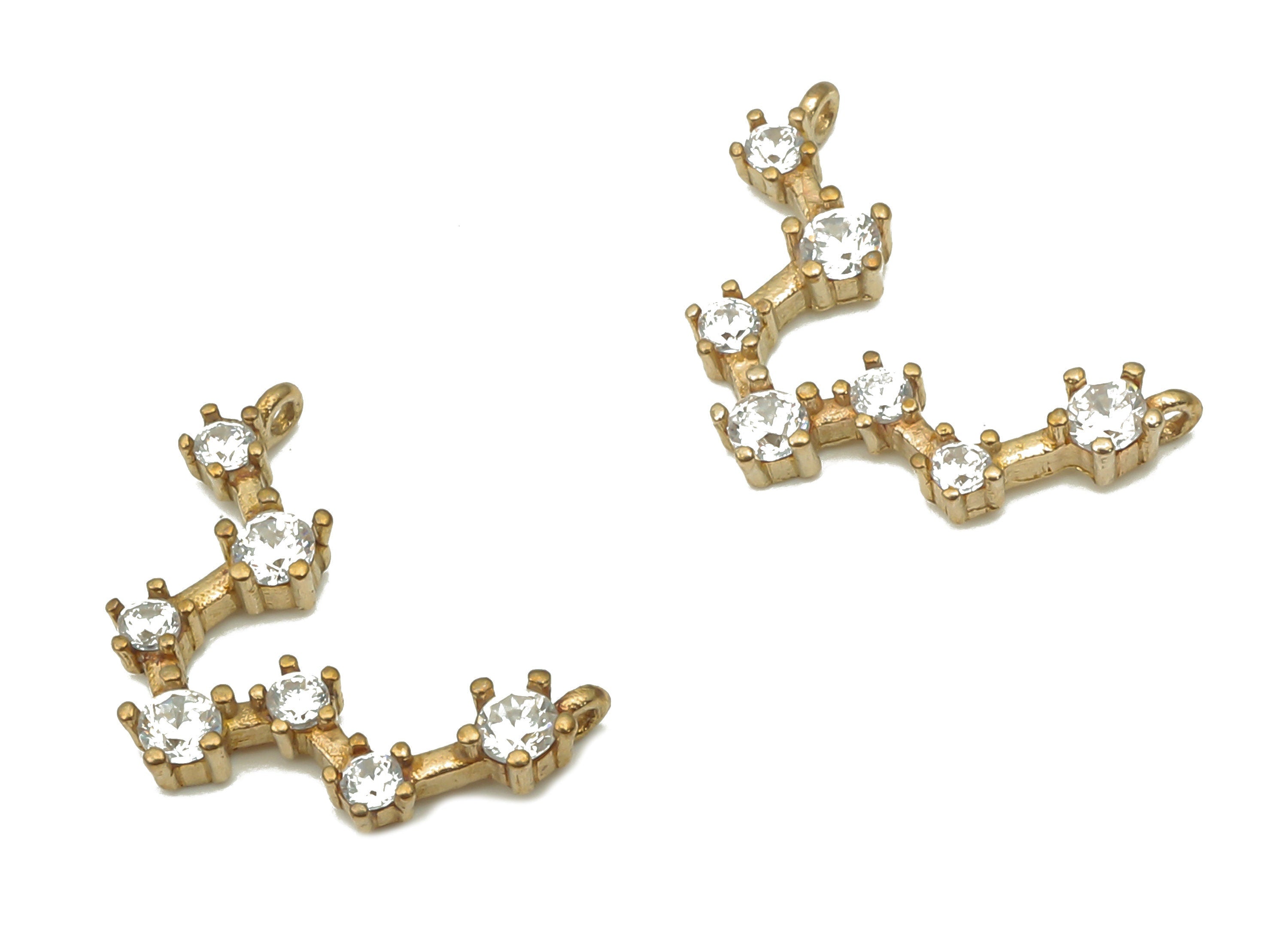 Zodiac Signs Charms - Raw Brass CZ Zodiac Charms - Leo Zodiac Constellation Connectors Charm - Celestial Jewelry -13.1x9.47x1.88mm- PP7468 - DOMEDBAZAAR