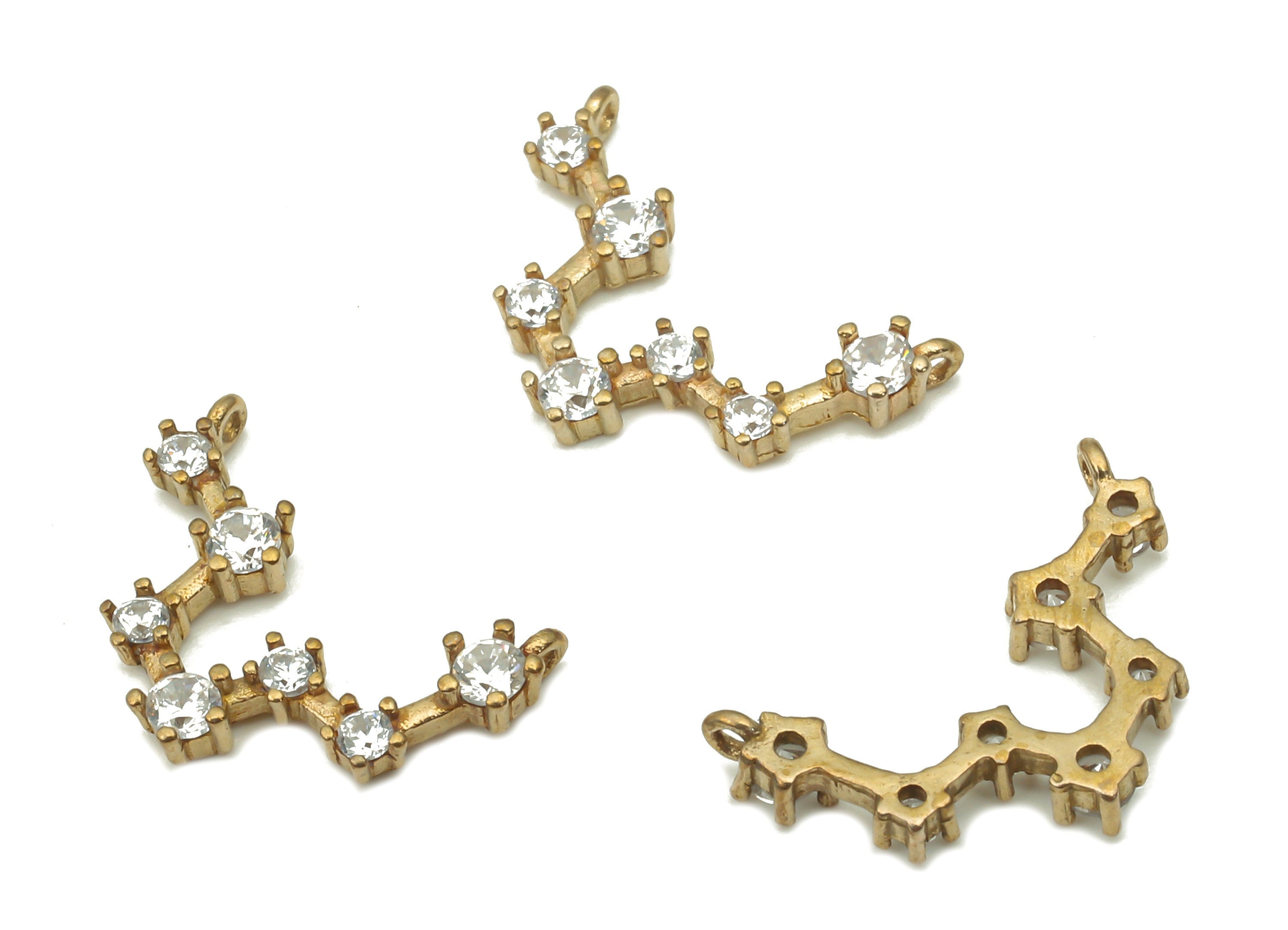 Zodiac Signs Charms - Raw Brass CZ Zodiac Charms - Leo Zodiac Constellation Connectors Charm - Celestial Jewelry -13.1x9.47x1.88mm- PP7468 - DOMEDBAZAAR