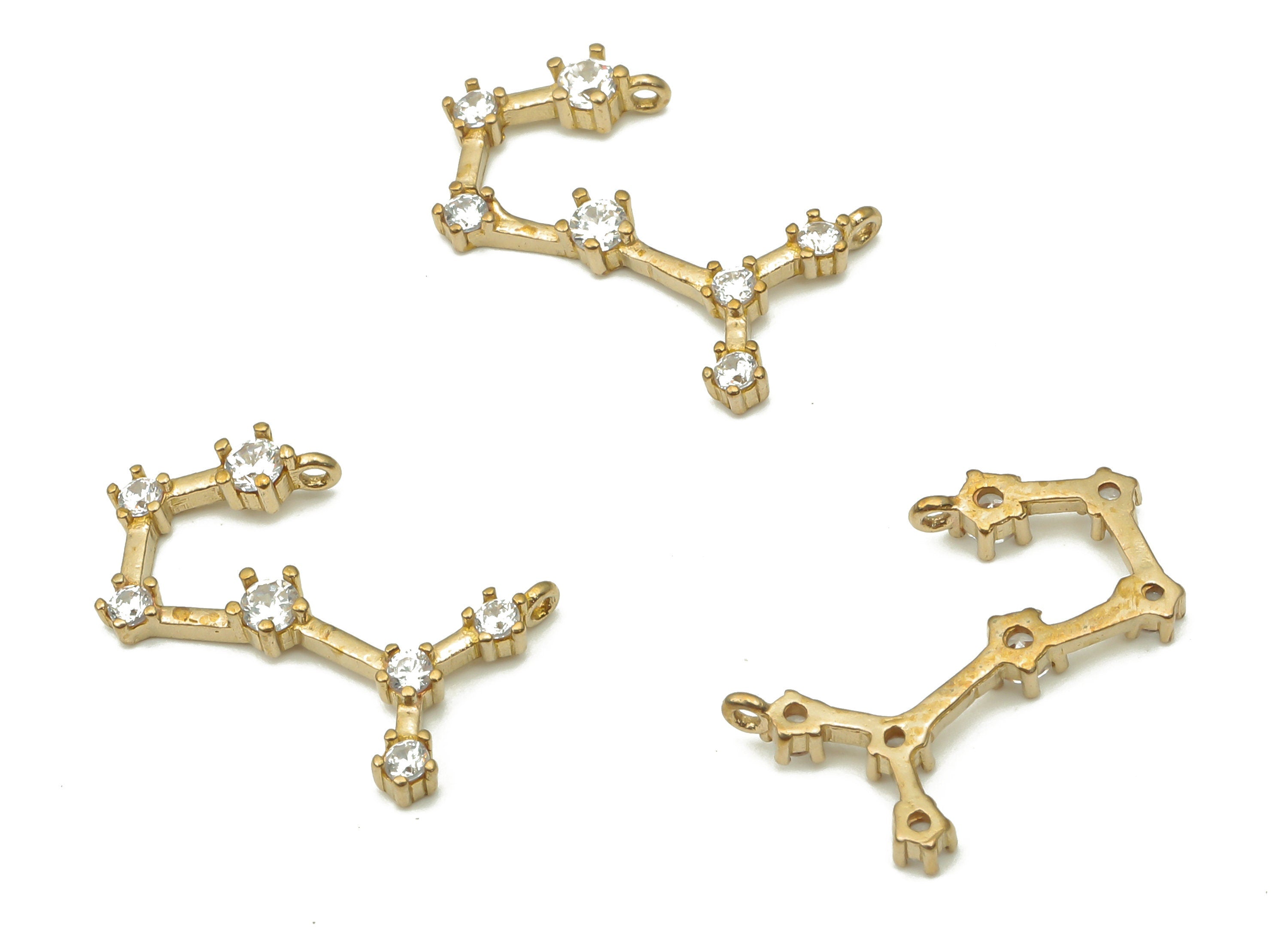 Zodiac Signs Charm - Raw Brass CZ Zodiac Charms - Scorpio Zodiac Constellation Connectors Charm - Celestial Jewelry -14.55x9.4x1.8mm- PP7470 - DOMEDBAZAAR