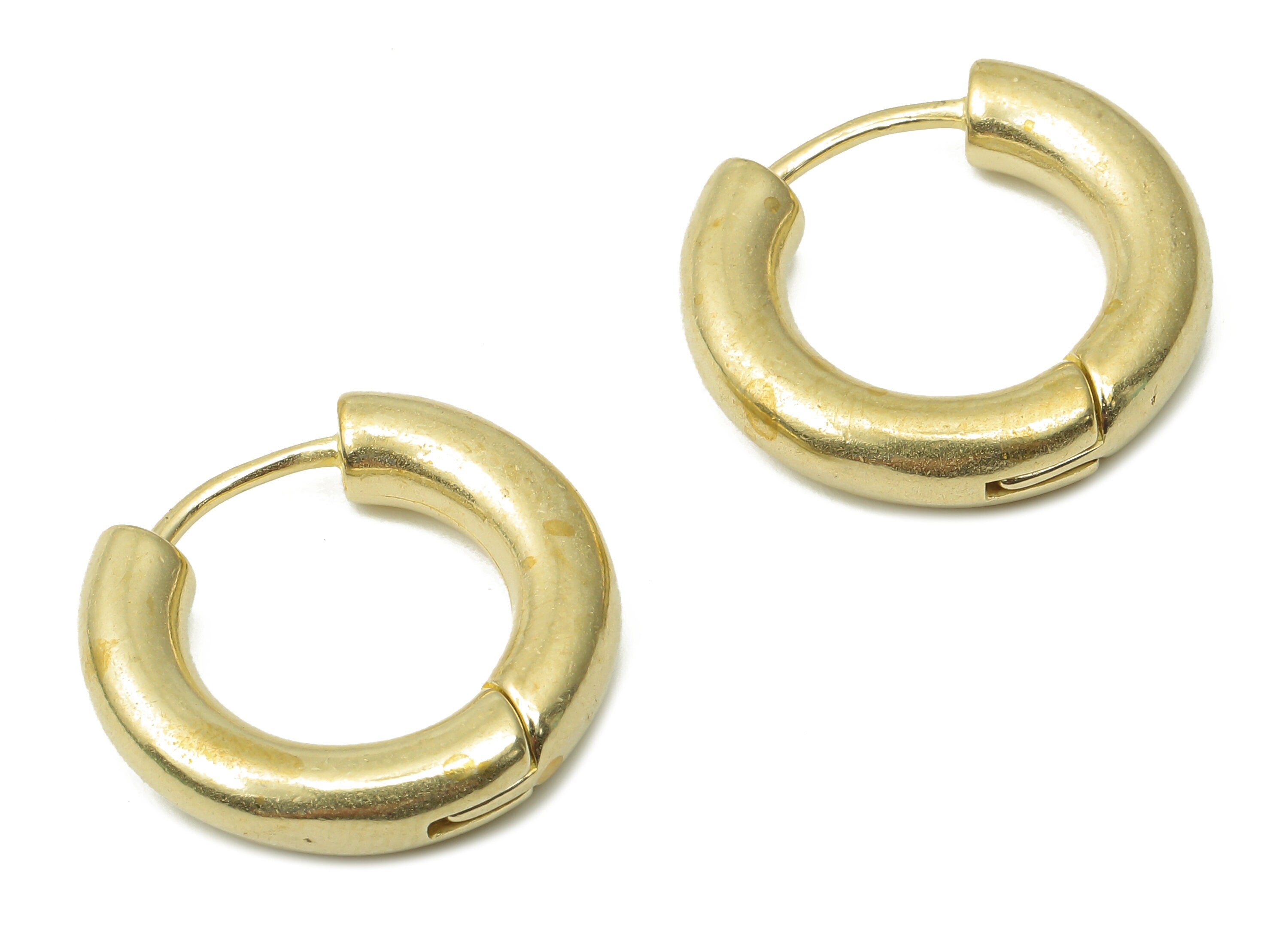 Raw Brass Round Hoop Earrings - Thick Circle Hoop - Dainty Hoop Earrings - Jewelry Making Supplies -21.34x19.9x4.39mm- PP7479 - DOMEDBAZAAR