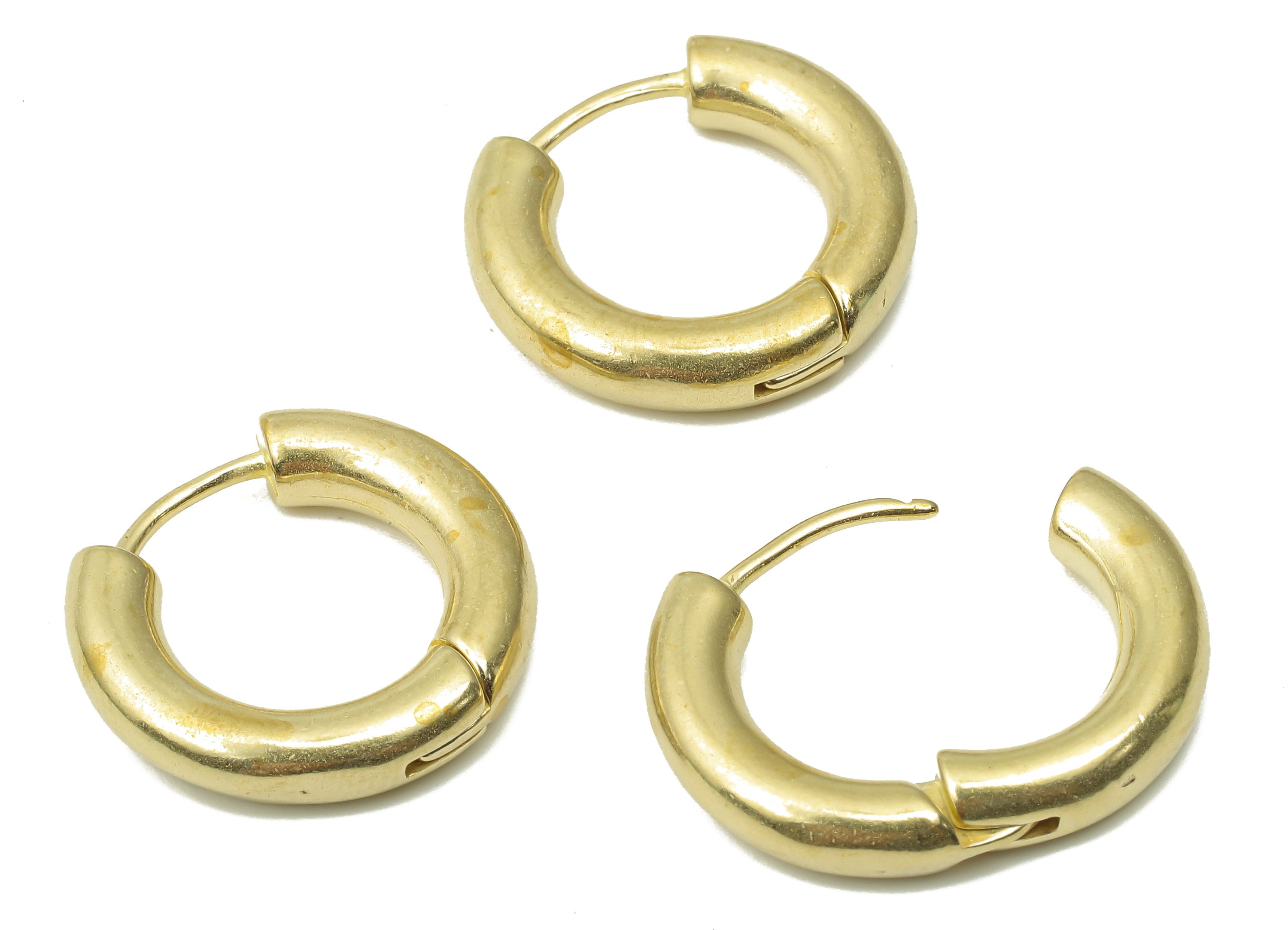 Raw Brass Round Hoop Earrings - Thick Circle Hoop - Dainty Hoop Earrings - Jewelry Making Supplies -21.34x19.9x4.39mm- PP7479 - DOMEDBAZAAR