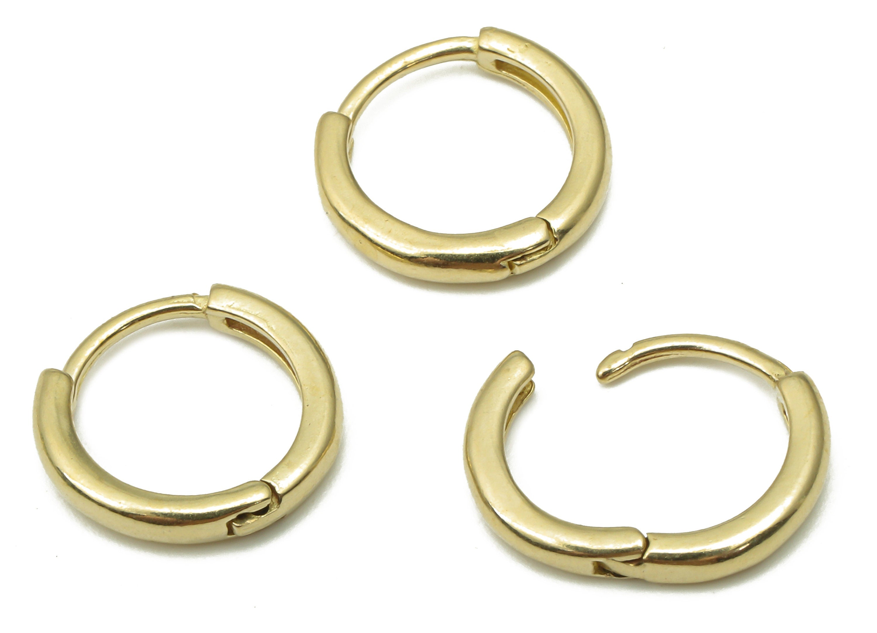 Raw Brass Round Hoop Earrings -Brass Huggie Hoop Earring - Leverback Ear Wire Hooks - Jewelry Making Supplies -11.73x11.73x1.96mm - PP7483 - DOMEDBAZAAR