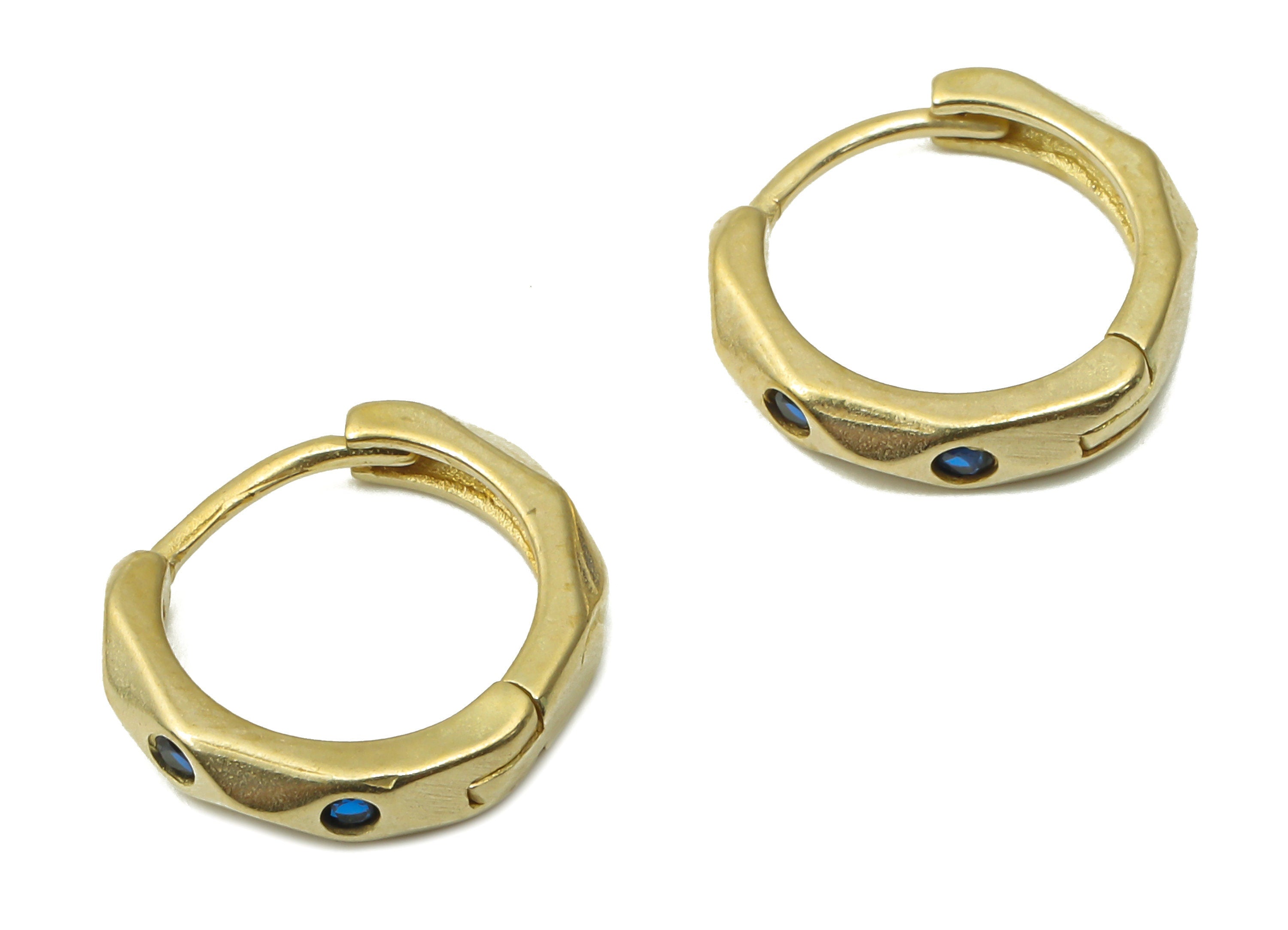 Raw Brass Hexagon Zircon Hoop Earrings - Brass Minimalist Earrings - Dainty Hoop Earring - 12.2x12.2x2.4mm - PP7487 - DOMEDBAZAAR