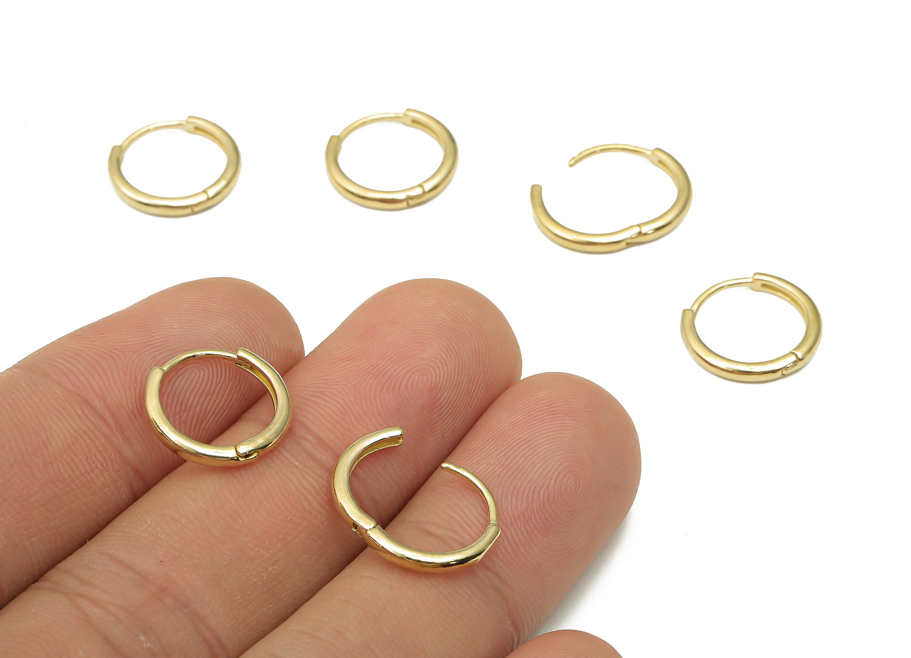 Brass Round Huggie Hoop Earring - Raw Brass Circle Hoop Earrings - Dainty Earrings - Jewelry Making Supplies - 13.82x13.82x1.92mm - PP7488 - DOMEDBAZAAR