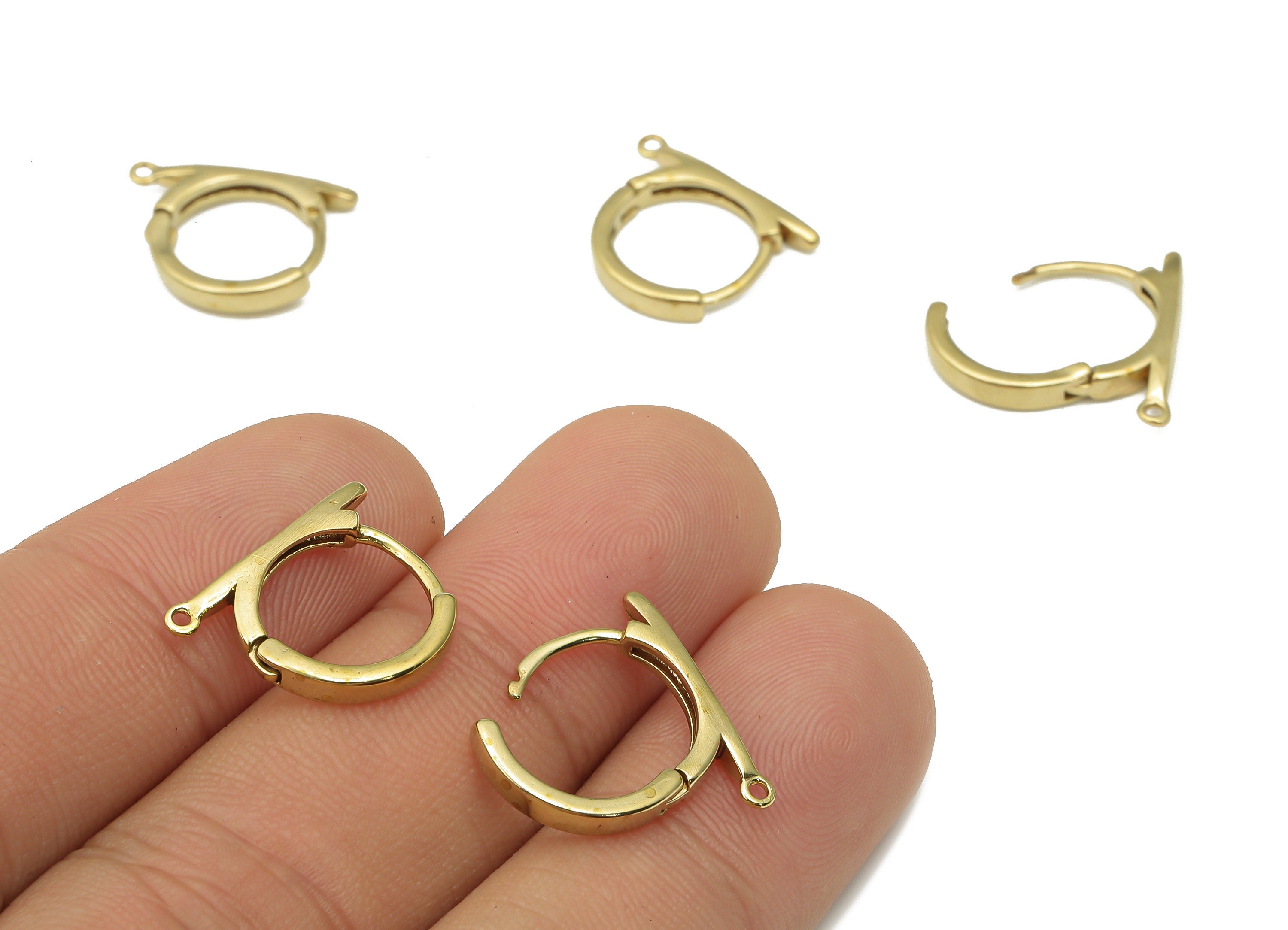 Brass Round Hoop Earring - Raw Brass Huggie Hoop Earrings - Brass Minimalist Earrings - Jewelry Making  - 16.82x13.43x2.28mm - PP7497 - DOMEDBAZAAR