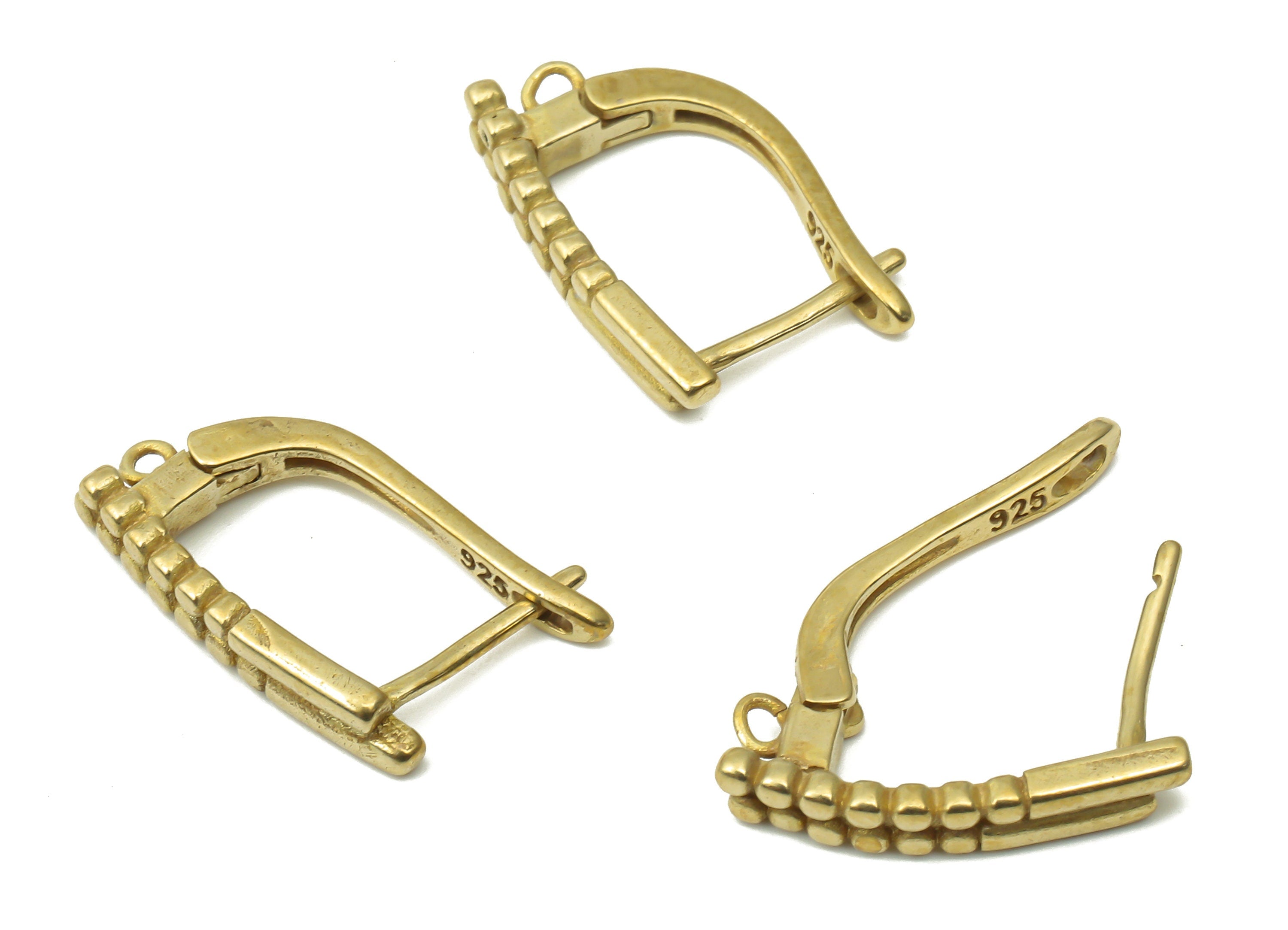 Brass Zircon Huggie Hoop With Loop Earrings - Raw Brass Earrings Zircons - Jewelry Making Supplies - 17.75x11.54x1.44mm - PP7516 - DOMEDBAZAAR