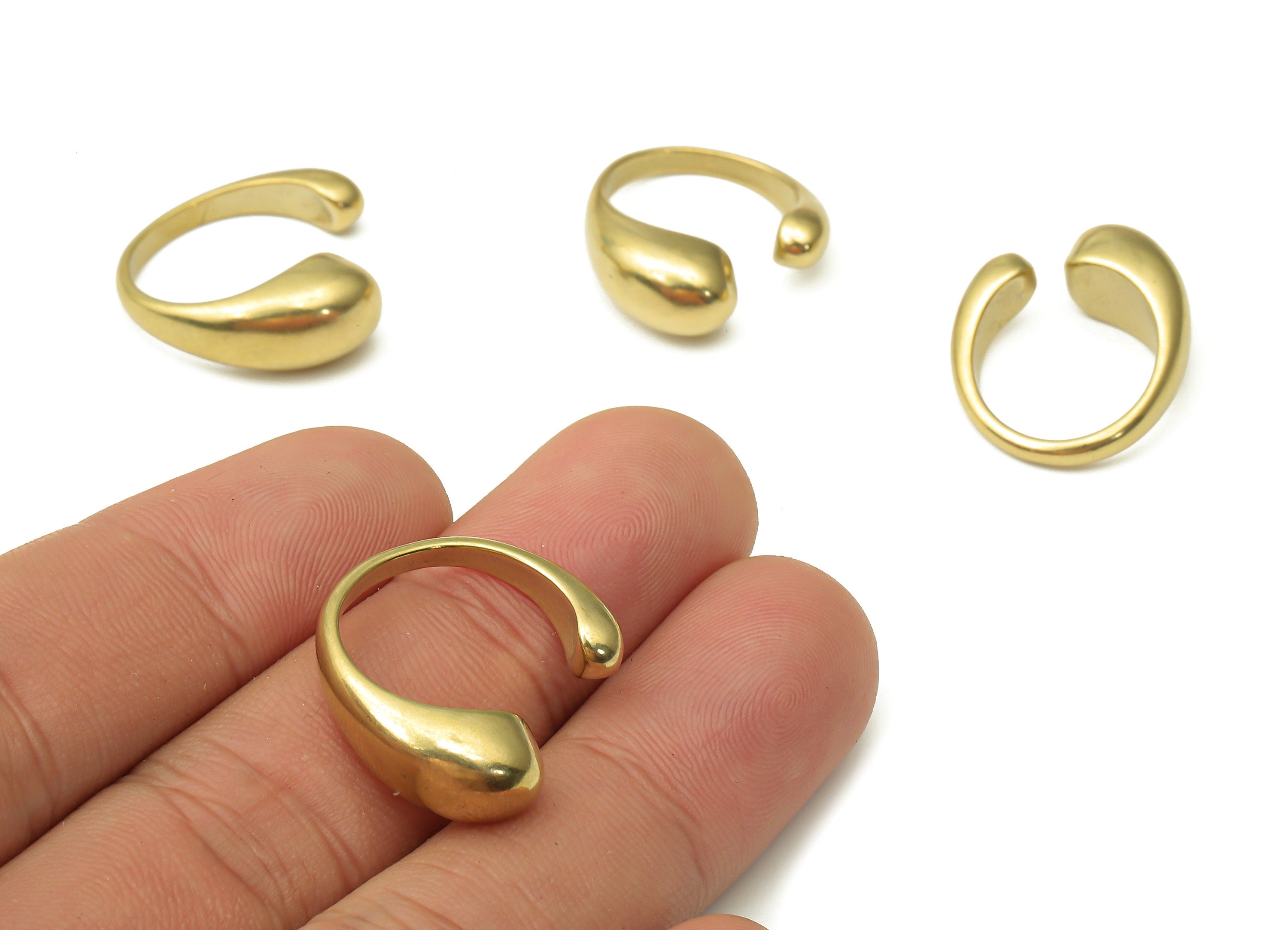 Raw Brass Ring - Adjustable Ring - Wide Bend Ring - Boho Rings - Irregular Rings - 22.6x20.11x5.74mm - PP7524 - DOMEDBAZAAR