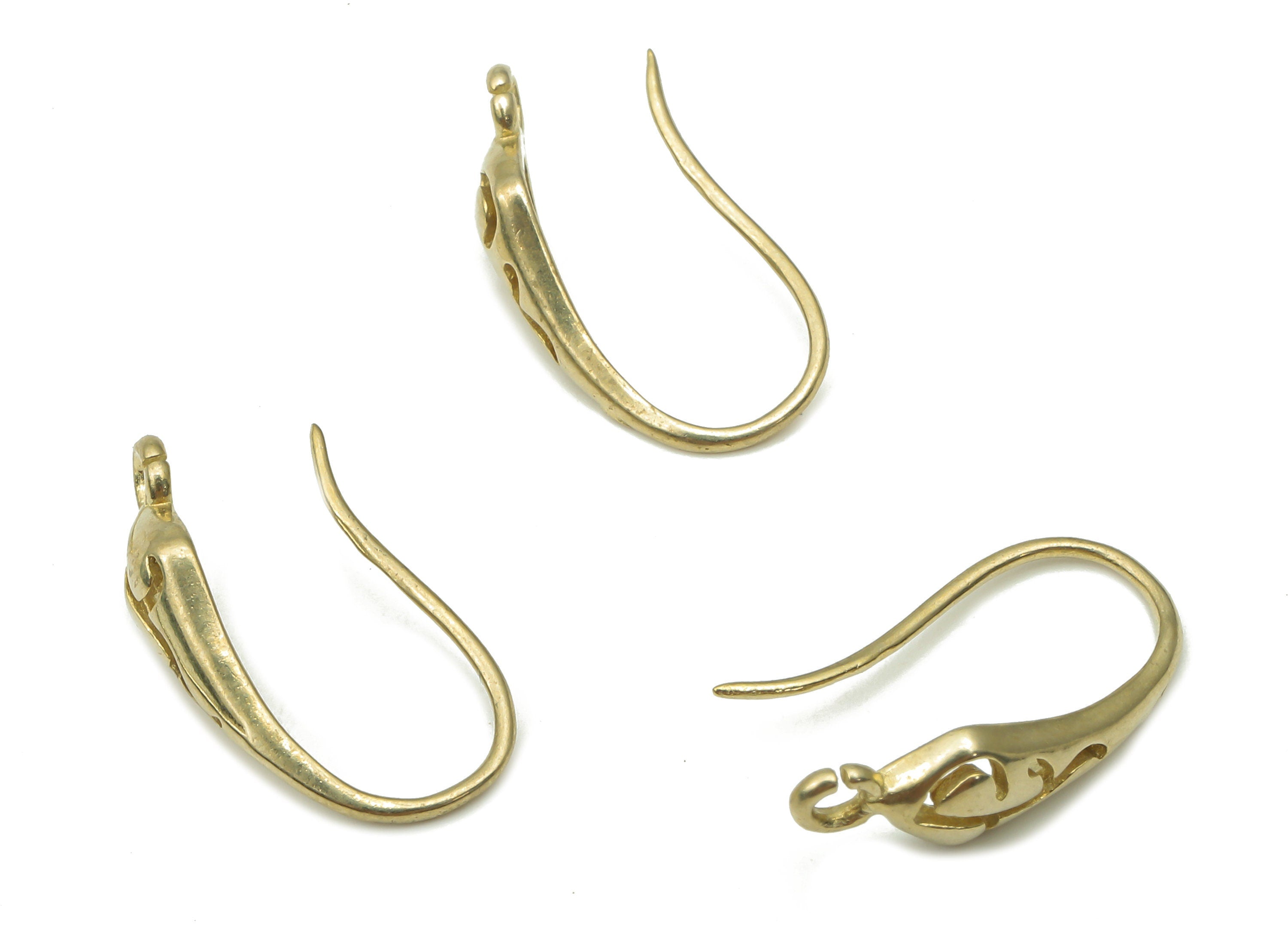 Raw Brass Ear Wires - Brass Earrings Ear Hooks - Ear Wire - Jewelry Making Supplies - Brass Laser Cut Earrings - 16.35x6.8x11.67mm - PP7508 - DOMEDBAZAAR