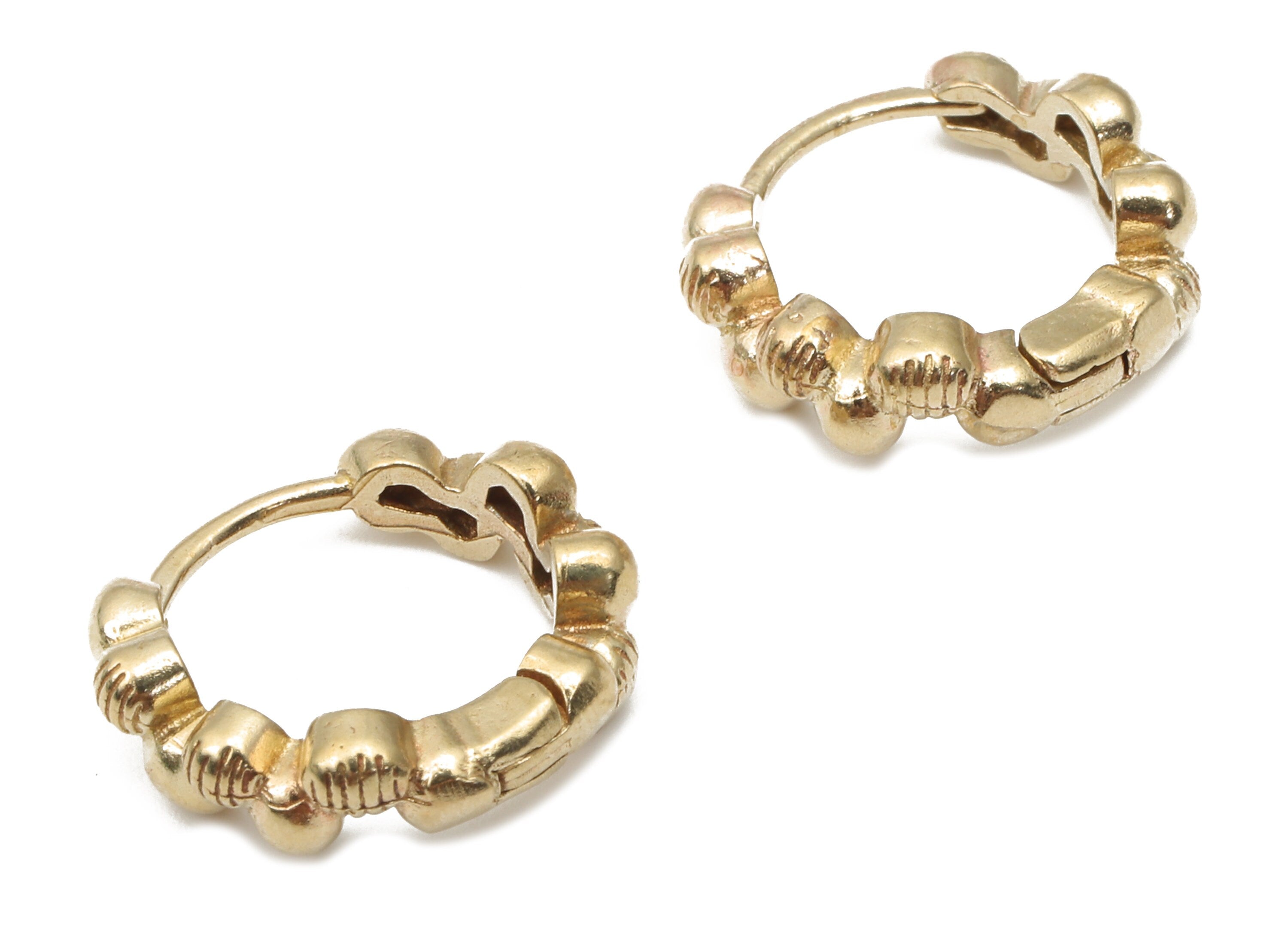 Raw Brass Beaded Hoop Earrings - Brass Round Leverback Stud Earrings - Earring Findings - Jewelry Supplies -14.96x14.96x2.47mm- PP7552 - DOMEDBAZAAR