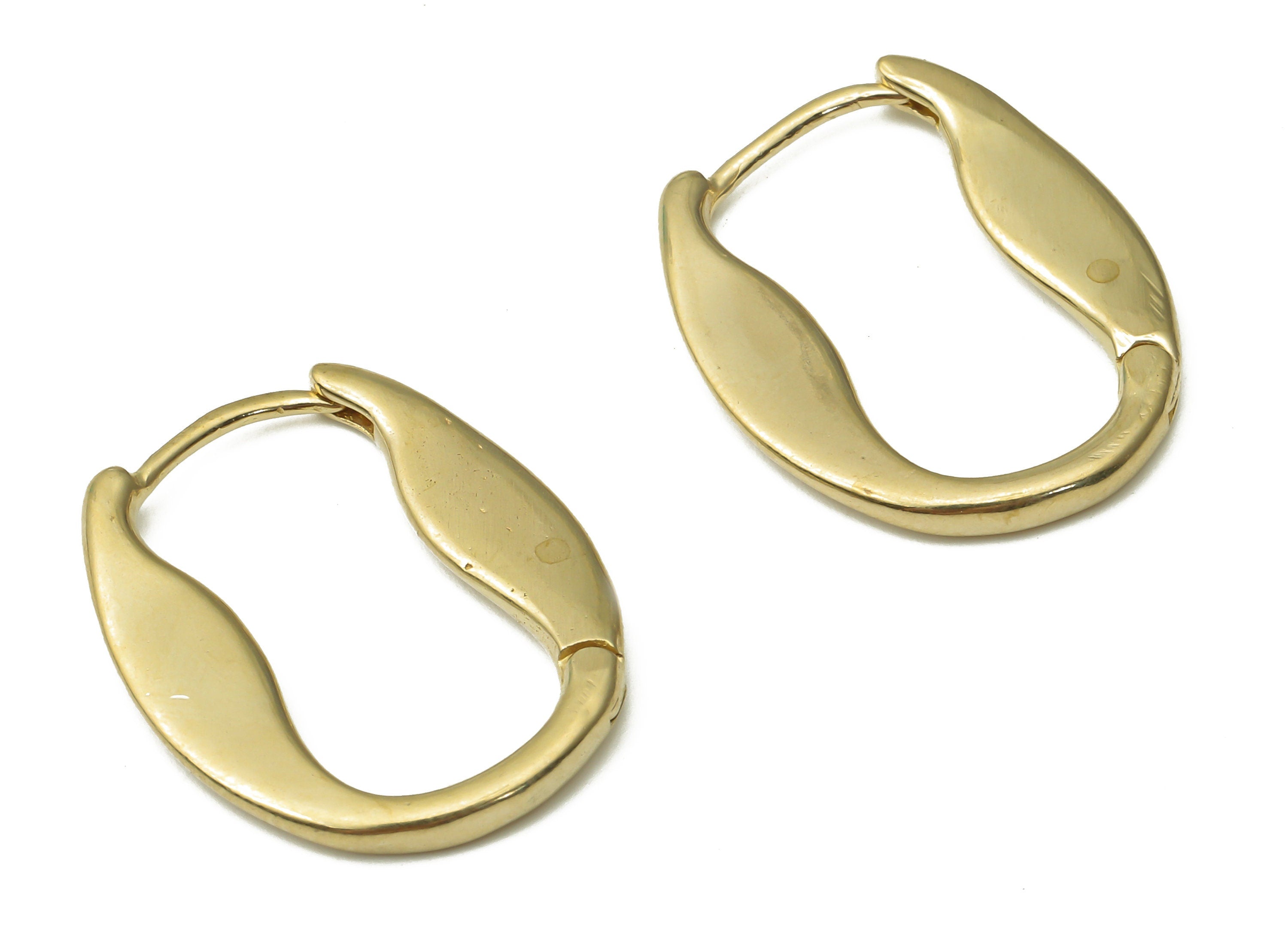 Raw Brass Oval Hoop Earrings - Brass Oval Leverback Stud Earrings - Earring Findings - Jewelry Making Supplies - 22.97x18.8x1.3mm - PP7567 - DOMEDBAZAAR