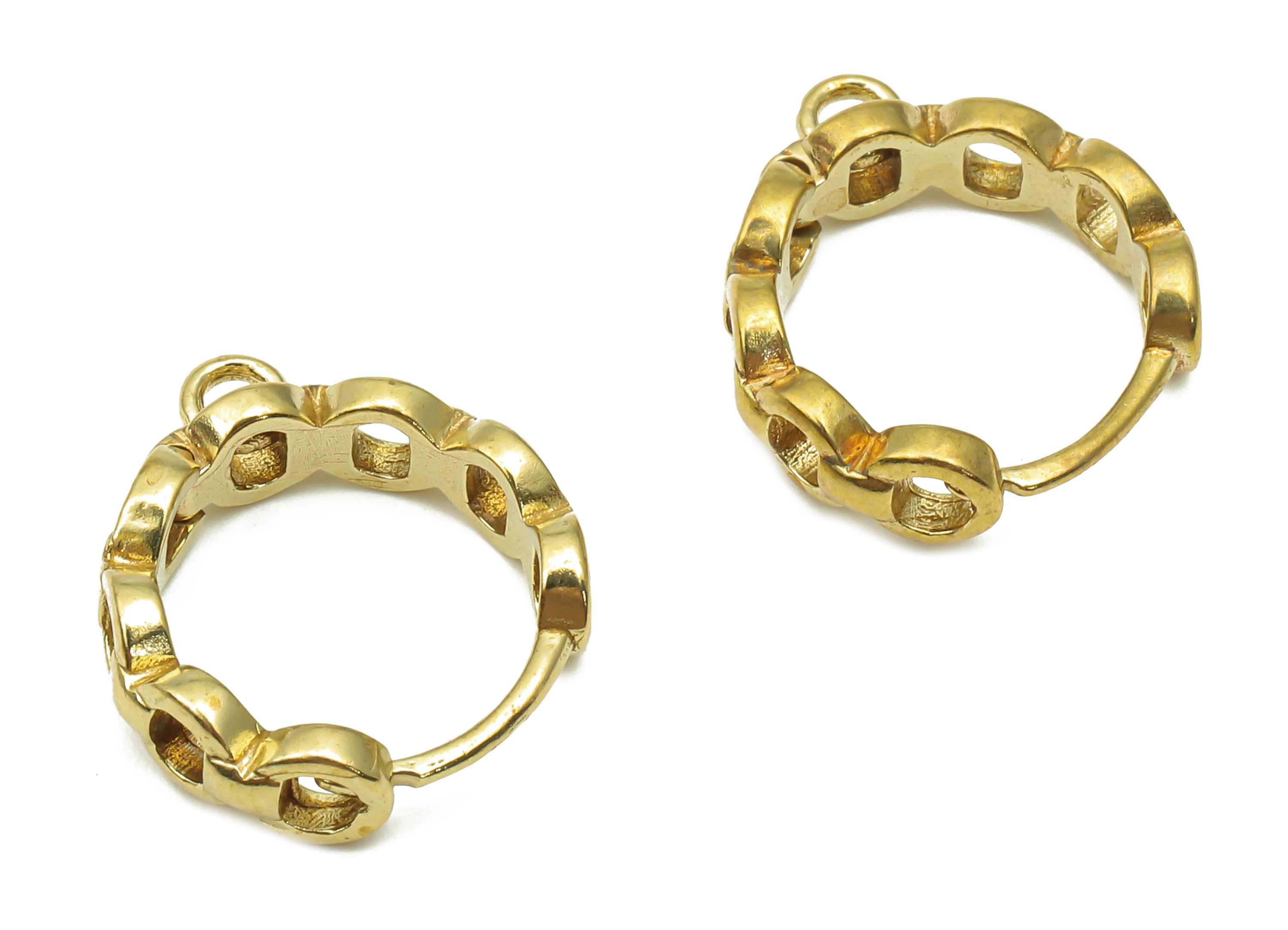 Raw Brass Geometrical Hoop Earrings - Brass Round Huggie Hoops Earring - Dainty Earrings - Laser Cut Jewelry - 14.48x13.03x1.27mm - PP7587 - DOMEDBAZAAR