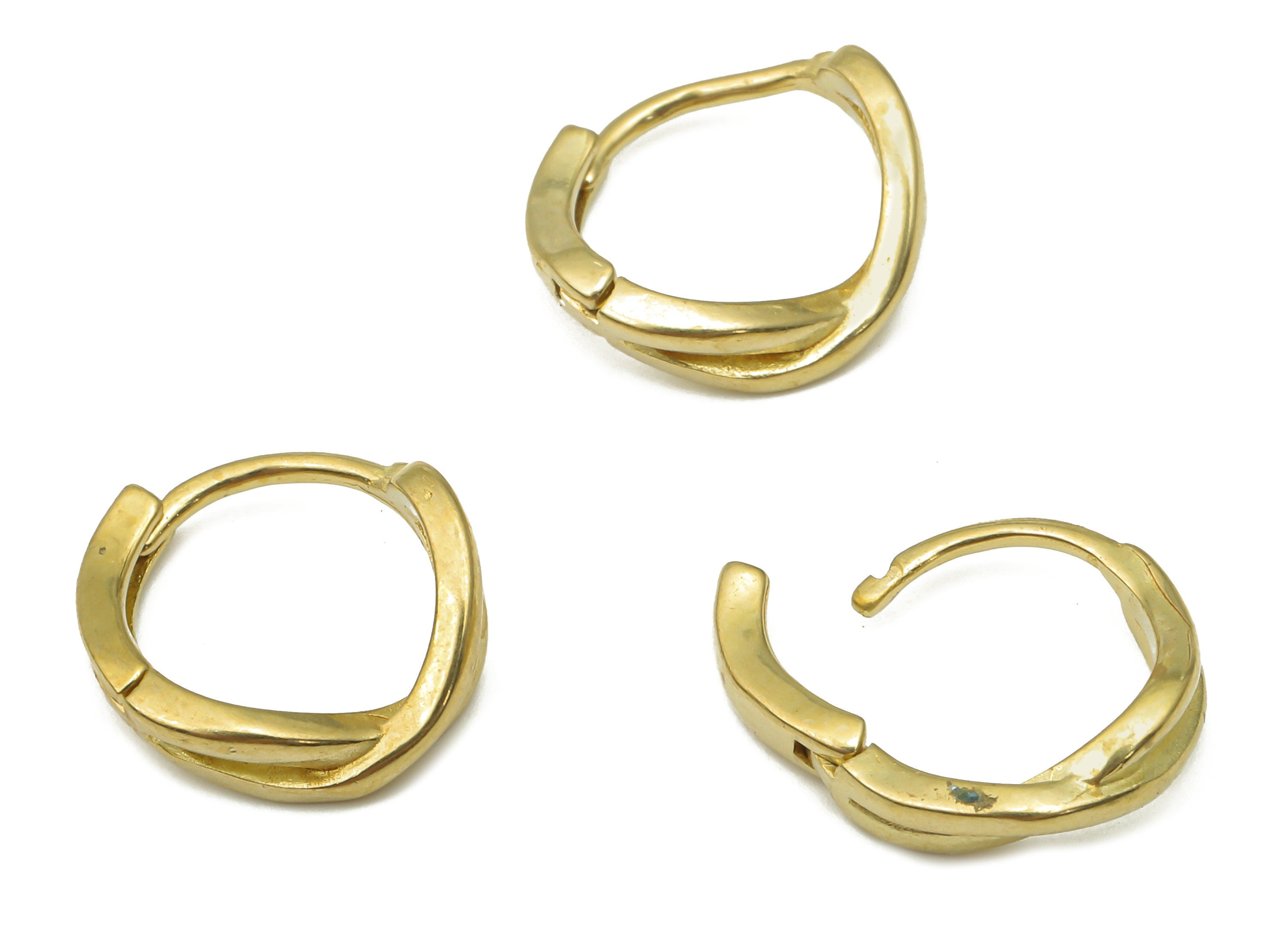 Raw Brass Twisted Stud Earrings - Brass Leverback Stud Earring - Brass Earring Findings - Jewelry Making Supplies -12.6x12.44x1.62mm- PP7588 - DOMEDBAZAAR