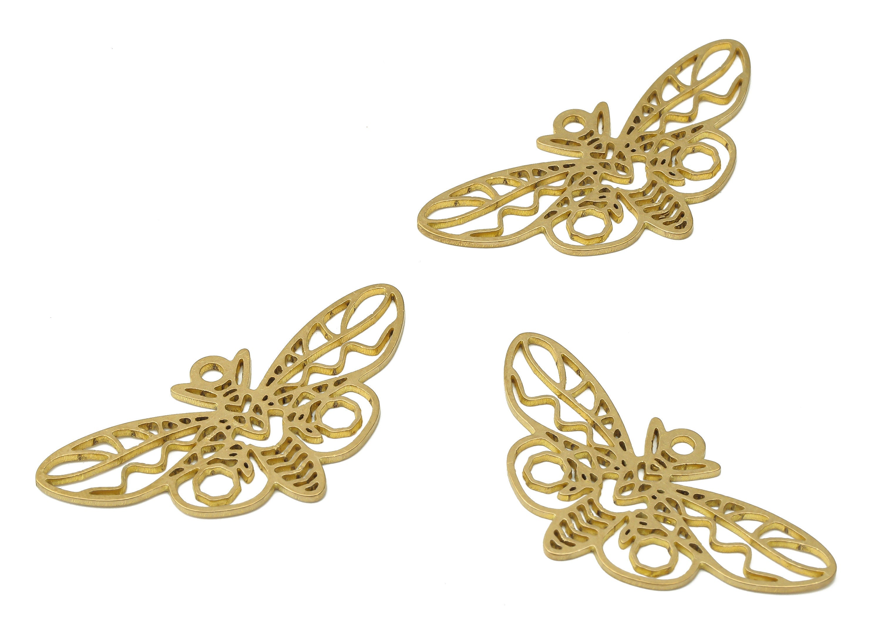 Brass Butterfly Earring Charms - Raw Brass Butterfly Pendant Charms - Brass Animal Charms - Brass Insect Jewelry -39.71x20.03x0.9mm- PPA3840 - DOMEDBAZAAR