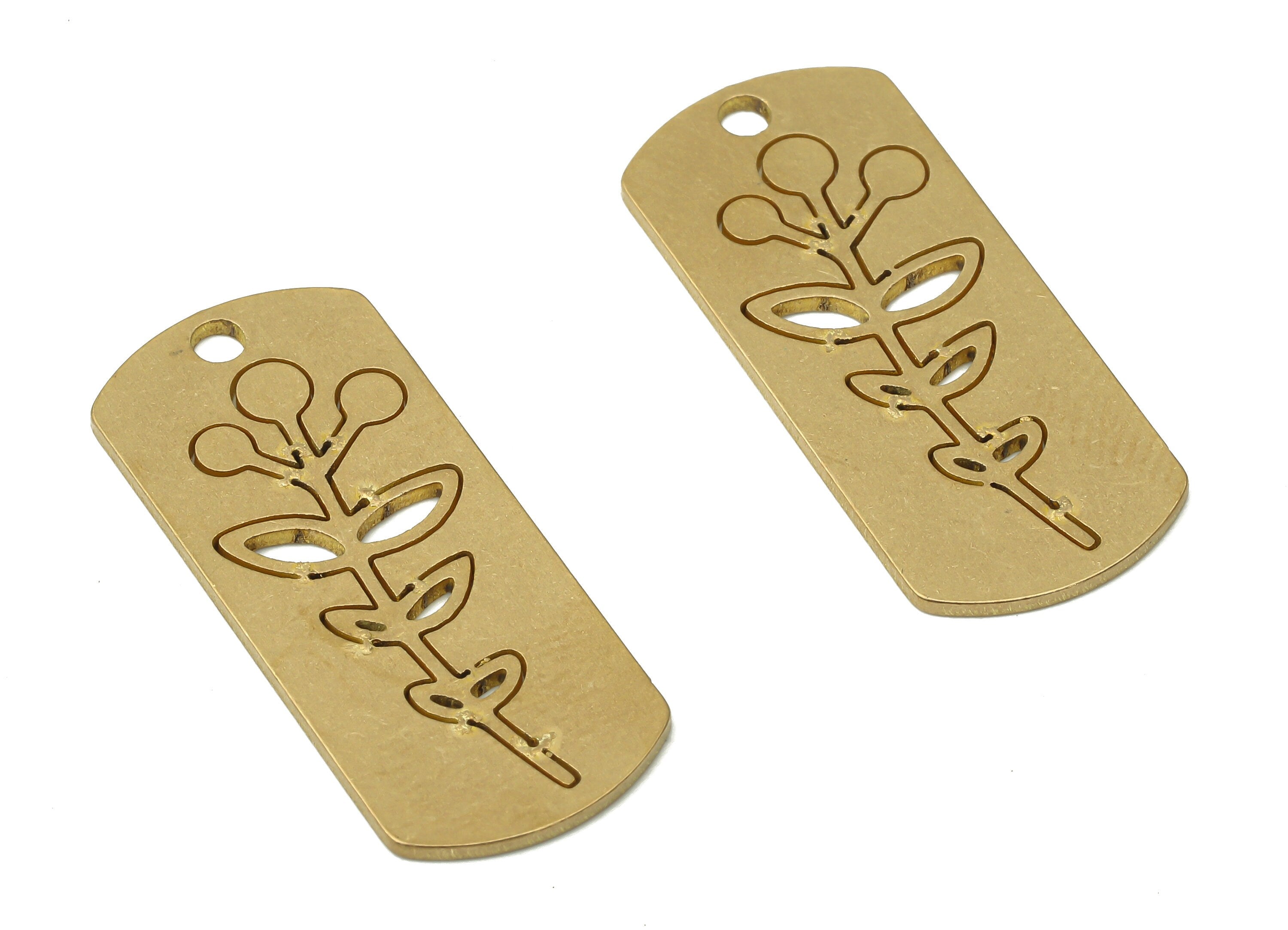 Textured Brass Geometric Pendant Charm - Raw Brass Flower Earring Charm - Laser Cut Jewelry - Jewelry Supplies - 29.74x12.78x0.85mm- PPA3893 - DOMEDBAZAAR