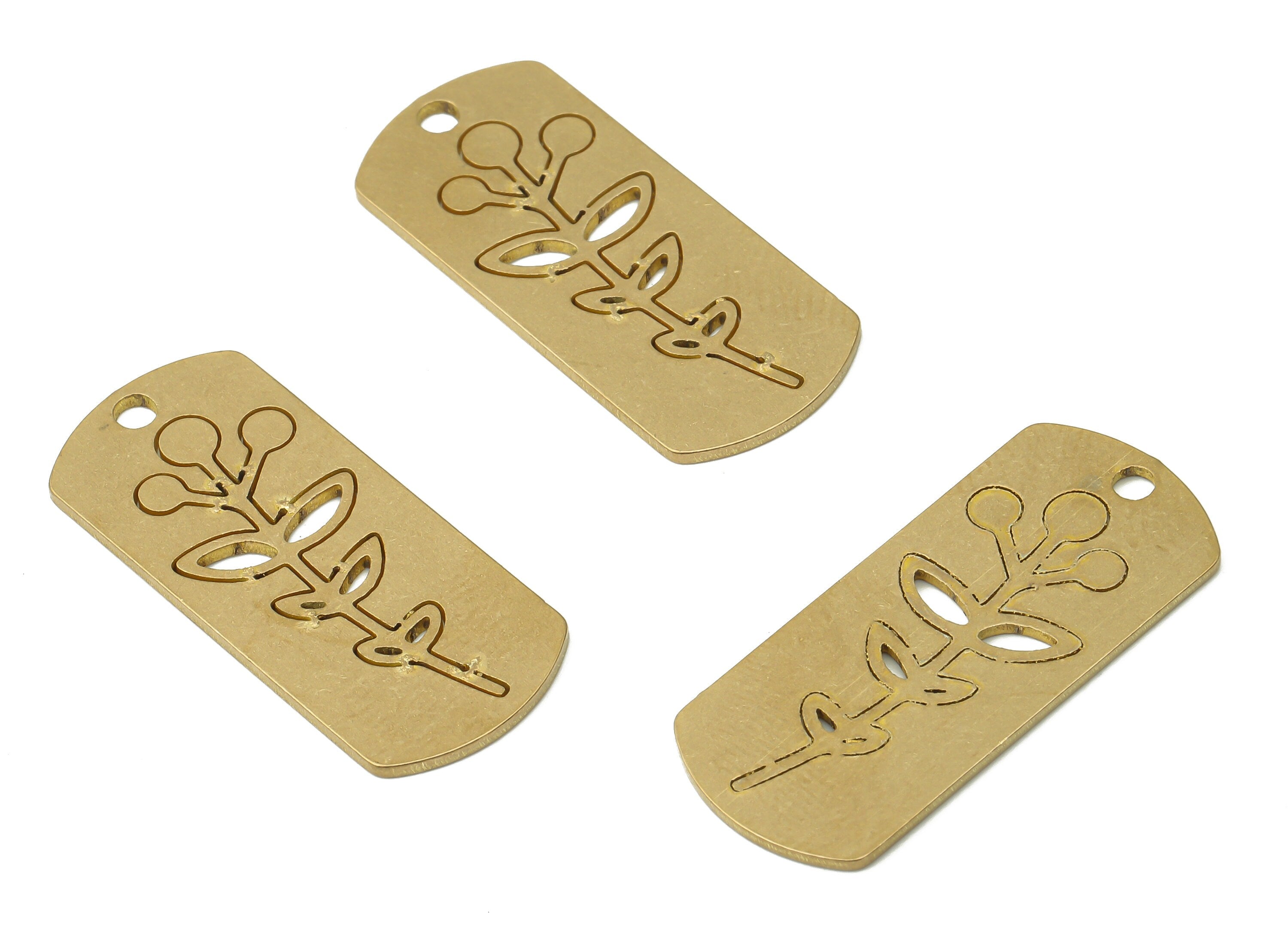 Textured Brass Geometric Pendant Charm - Raw Brass Flower Earring Charm - Laser Cut Jewelry - Jewelry Supplies - 29.74x12.78x0.85mm- PPA3893 - DOMEDBAZAAR