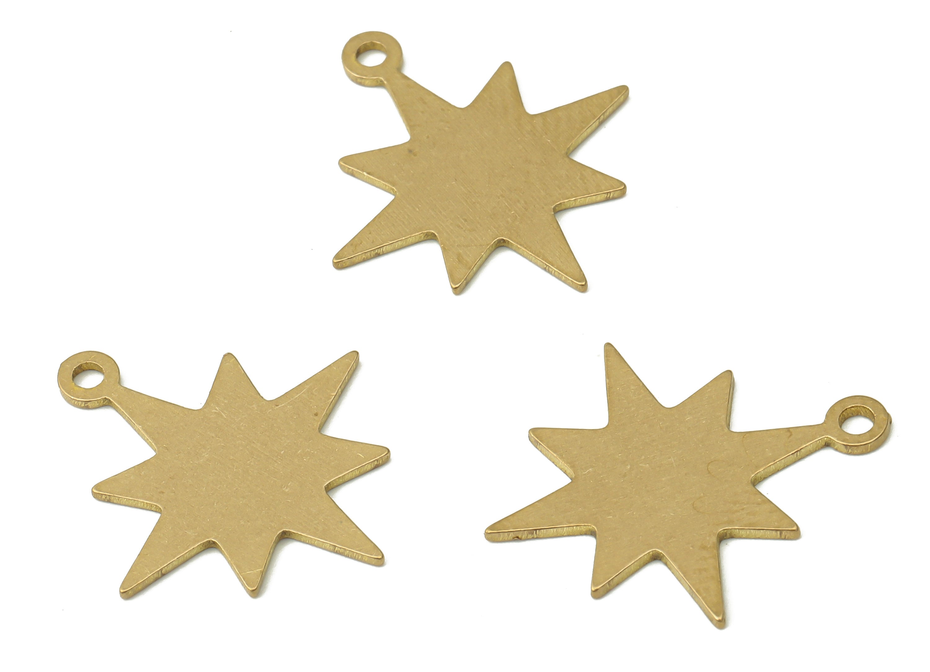 Raw Brass Star Charms - Textured Brass Star Earrings Charm - Brass Star Pendant Charm - Brass Celestial Charms - 19.88x17.4x0.68mm - PPA3982 - DOMEDBAZAAR