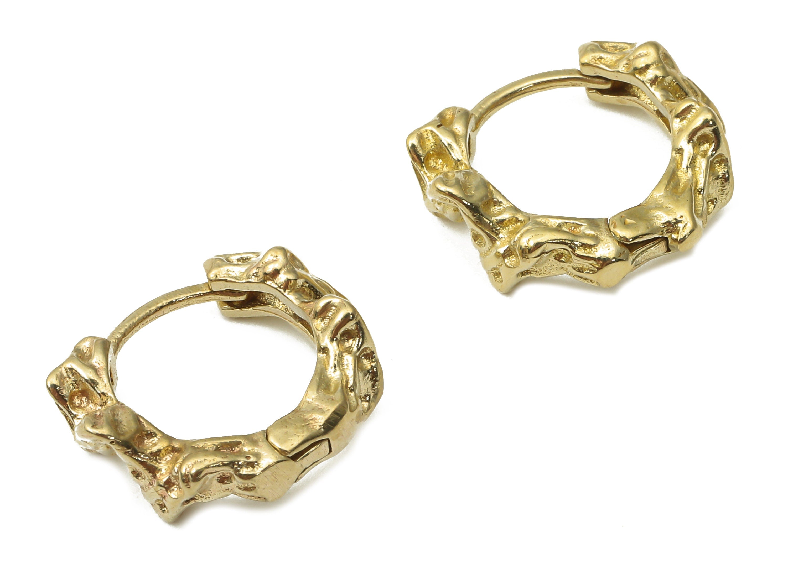 Raw Brass Huggie Hoop Earrings - Brass Textured Leverback Stud Earrings - Geometric Earrings - Jewelry Supplies - 16.7x13.66x2.83mm - PP7557 - DOMEDBAZAAR