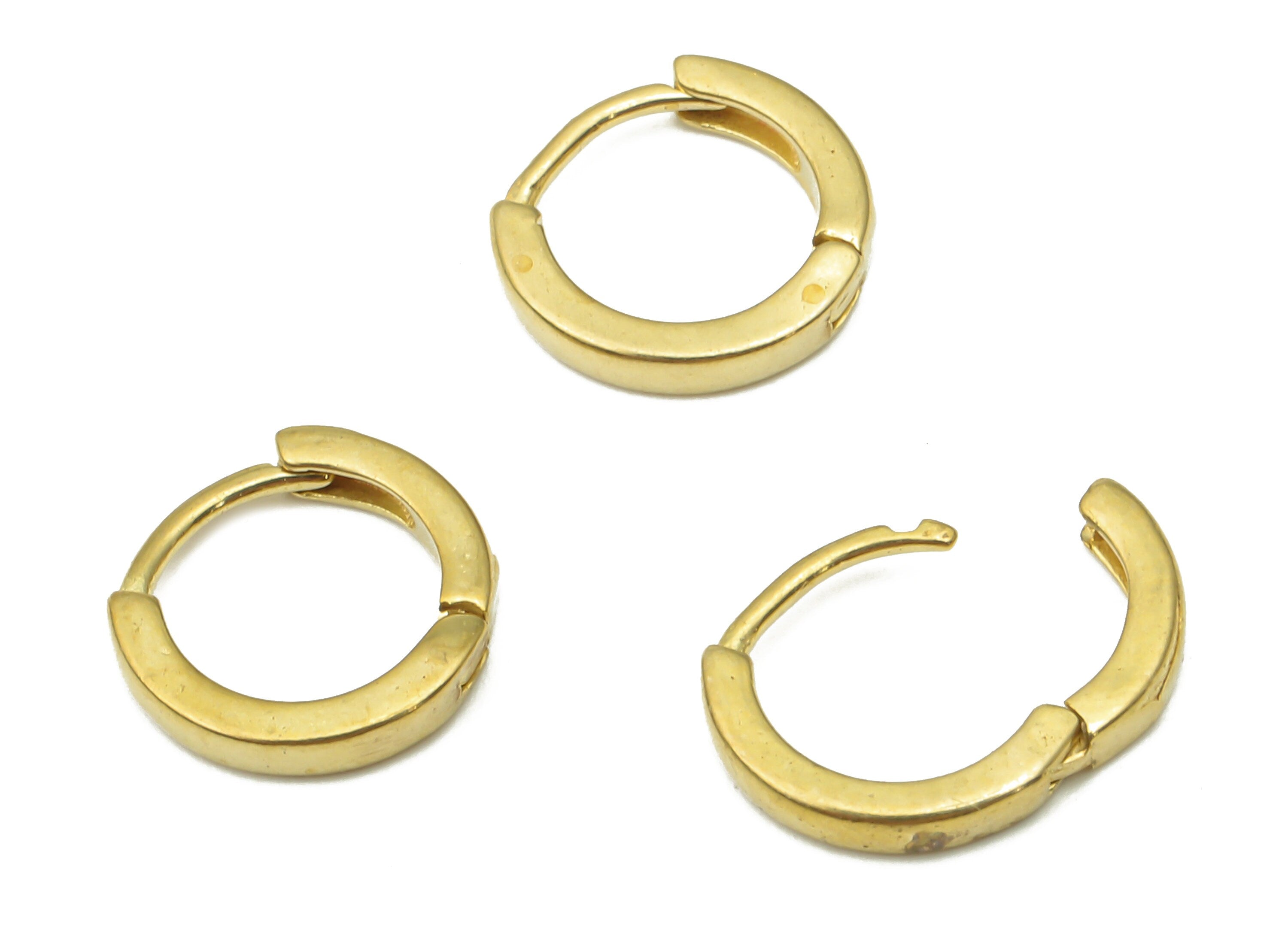 Raw Brass Round Hoop Earrings - Brass Huggie Hoops Earrings - Leverback Ear Wire Hooks - Jewelry Making Supplies -9.18x8.32x1.23mm - PP7583 - DOMEDBAZAAR