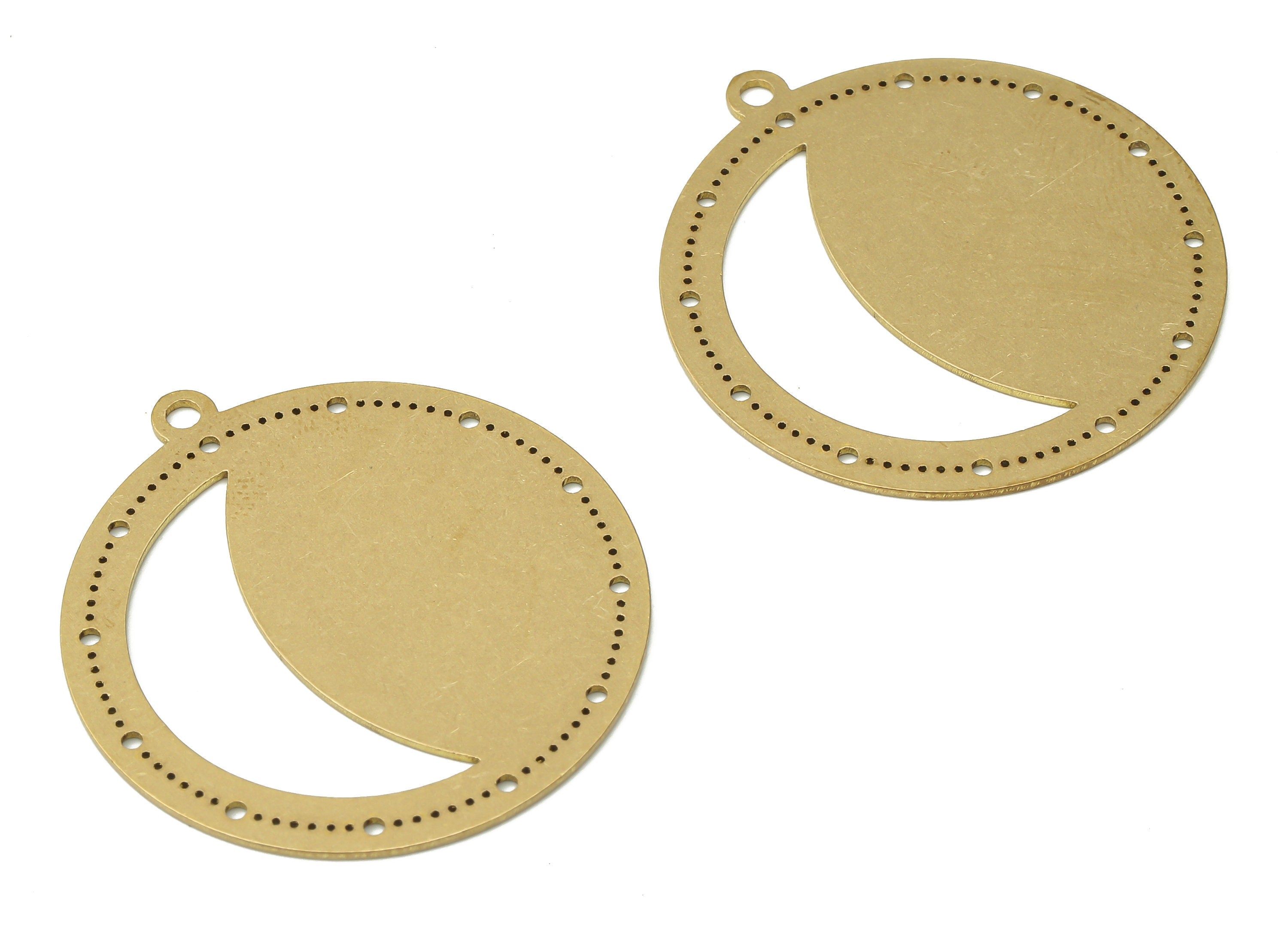 Brass Round Crescent Earrings Charm - Moon Pendant Charms - Laser Cut Charms - Jewelry Making Supplies -34.69x31.91x0.71mm- PPA4020 - DOMEDBAZAAR