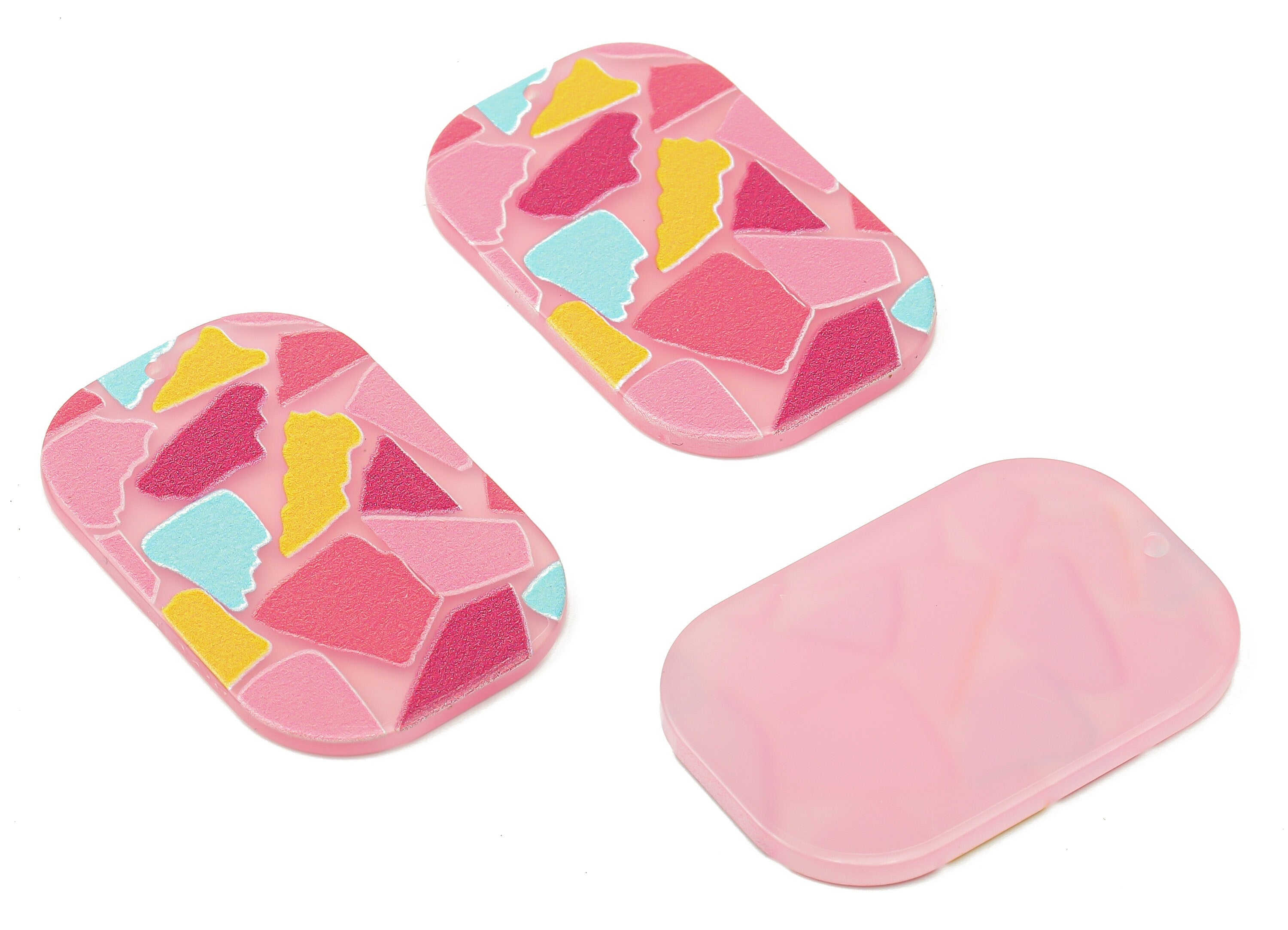 Acrylic Rectangle Charm - Pink Graffiti  Earrings Charm - Rectangle Smooth Pendant Charm -  39.67×26.04×2.09mm - AC2491C - DOMEDBAZAAR