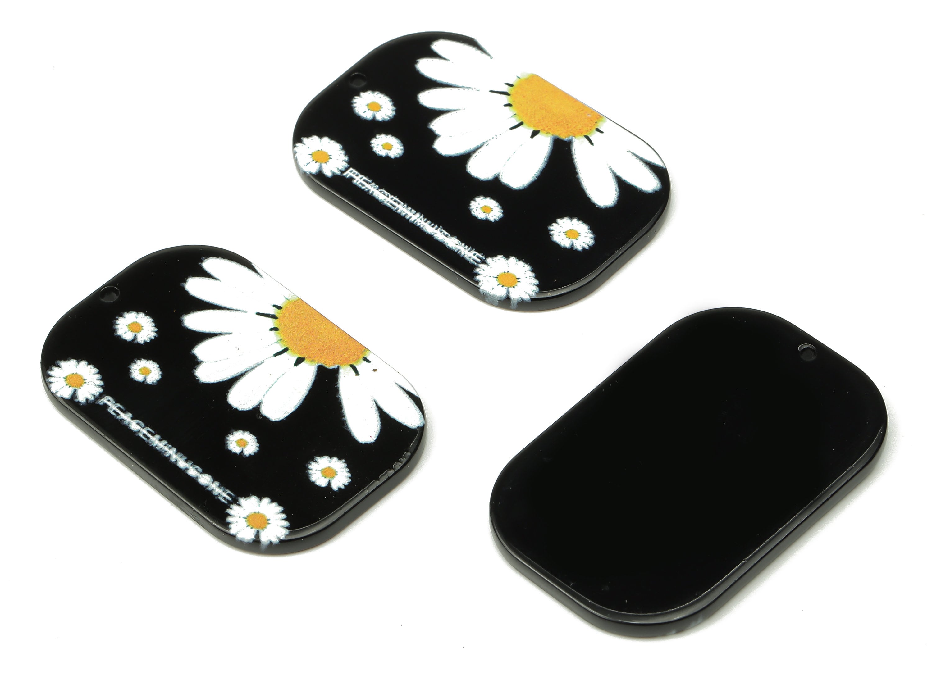 Acrylic Rectangle Flower Earrings Charm -White  Daisy Pendant Charm - Jewelry Making Supplies - 39.67×26.04×2.09mm- AC2491E - DOMEDBAZAAR