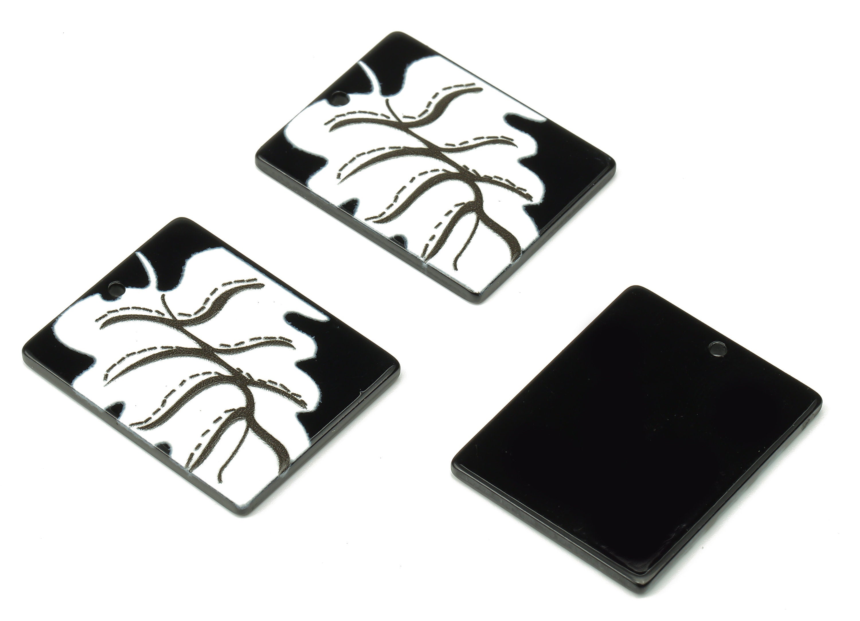 Acrylic Rectangle Leaf Charms - White Leaves  Earring Charm Pendant  - Leaf Earring Charms - Jewelry Making - 32.39×25.58×1.9mm - AC2494 - DOMEDBAZAAR