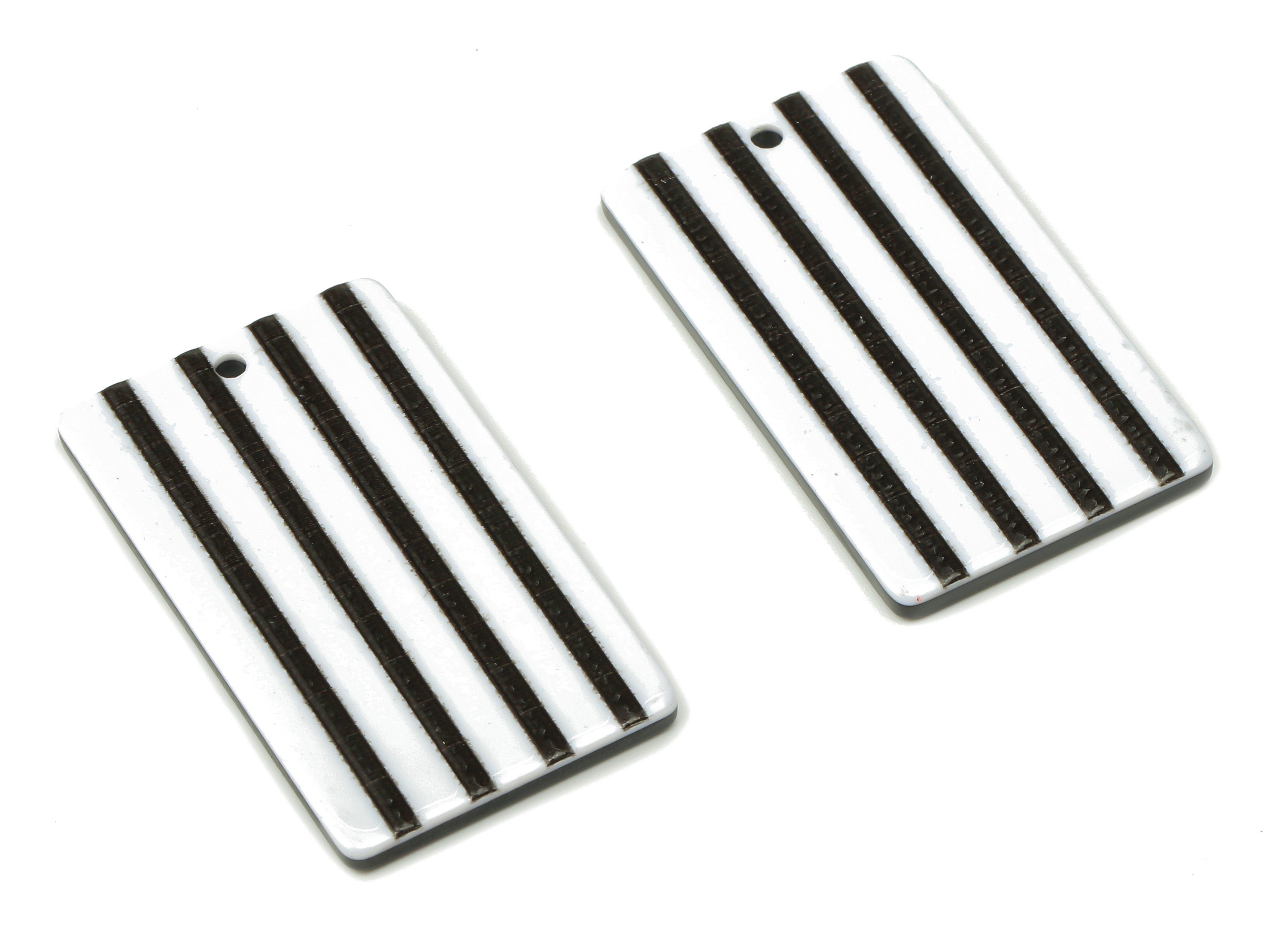 Acrylic Stripe Rectangle Earrings Charms -Black And White Rectangle Charms Pendents -Jewelry Findings - 33.5×19.93×2.35mm - AC2501 - DOMEDBAZAAR