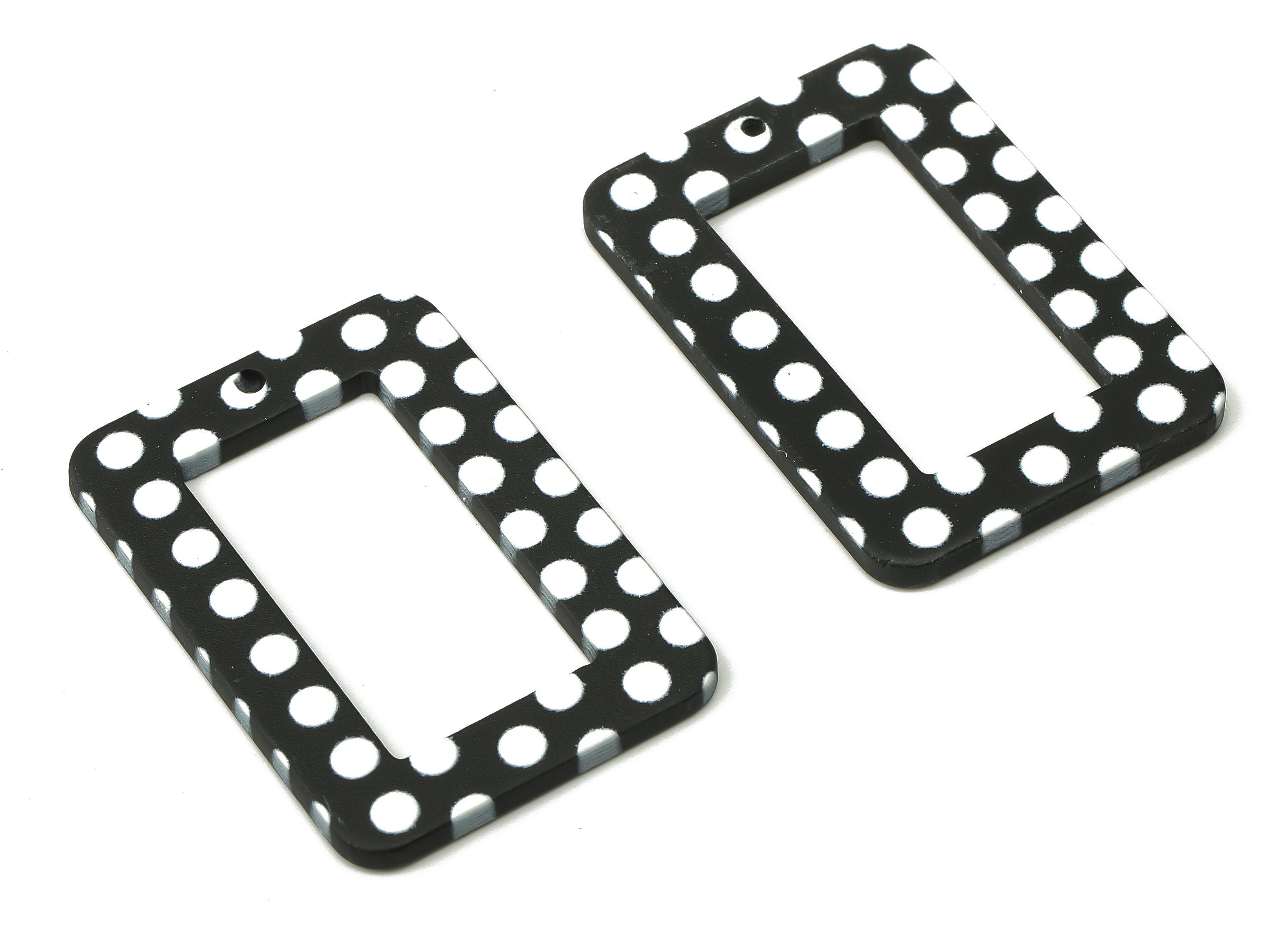 Acrylic Rectangle Earrings Charm - Polka Dot Rectangle Pendant Charm - Earring Findings - Jewelry Supplies - 39.6×26.28×2.1mm - AC2508 - DOMEDBAZAAR