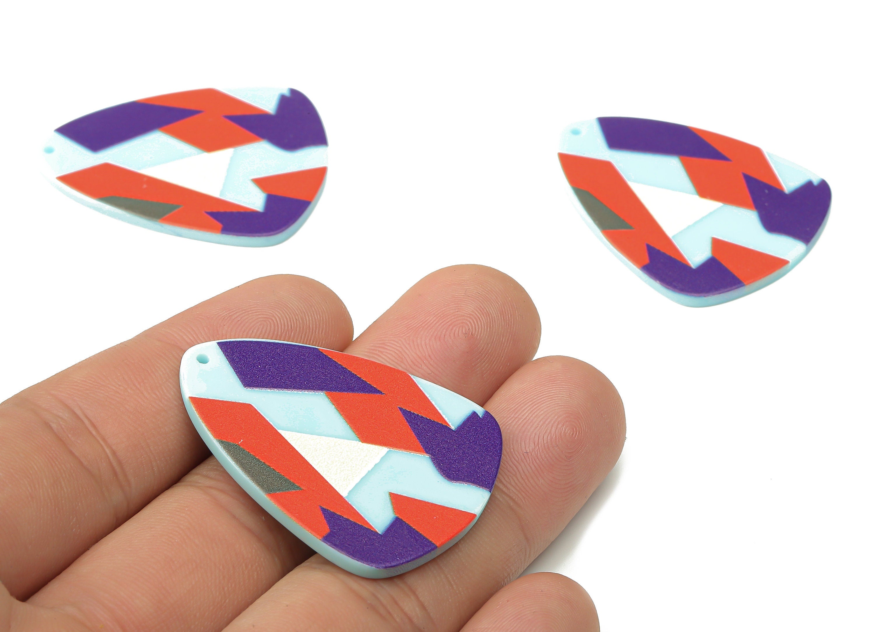 Acrylic Shield Earrings Charm - Printed Geometry Pendant Charm - Earring Findings - Jewelry Making Supplies - 39.84×31.03×2.44mm - AC2516 - DOMEDBAZAAR