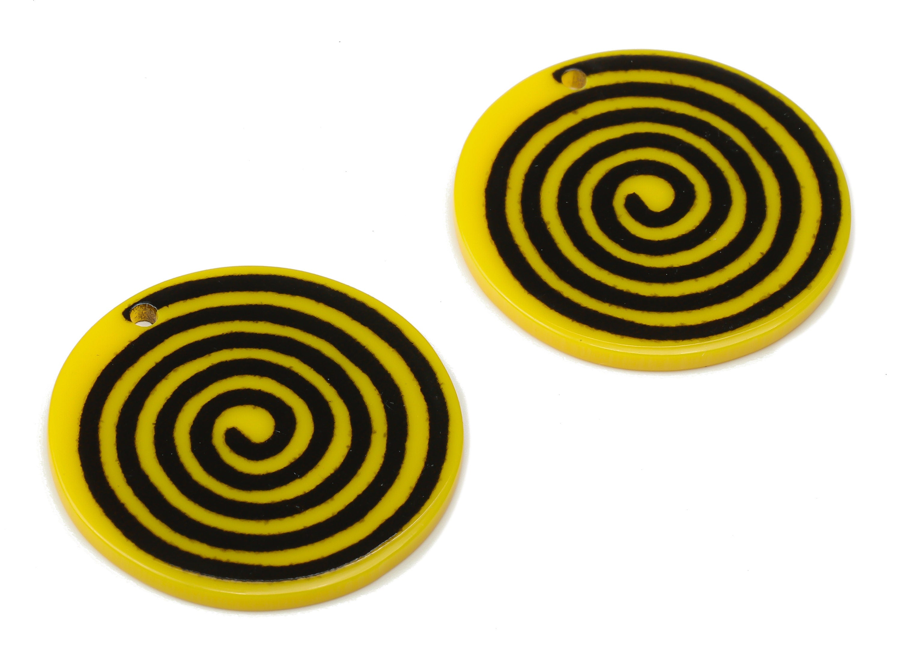 Acrylic Round Flower Earring Charm - Black and Yellow Matte Flower Pendant Charm - Jewelry Findings - 29.1×29.1×2.5mm - AC2517F - DOMEDBAZAAR