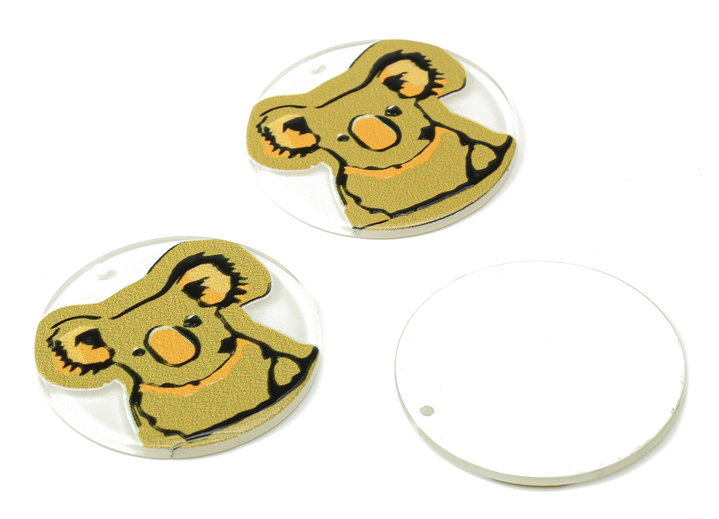 Acrylic Koala Earrings Charms - Yellow Koala Bear Pendant Charm - Animal Resin Charm - Jewelry Making Supplies - 34.83x34.83x2.36mm-AC2518C - DOMEDBAZAAR