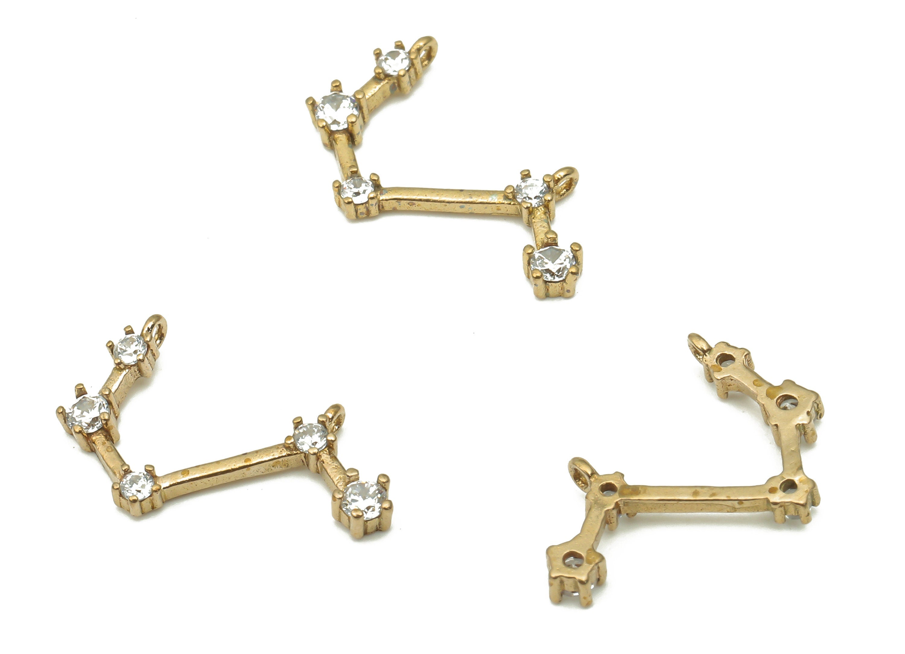 Zodiac Signs Charms - Brass CZ Zodiac Charms - Aries Zodiac Constellation Connector Charms - Celestial Jewelry -16.24x9.1x1.83mm- PP7461 - DOMEDBAZAAR