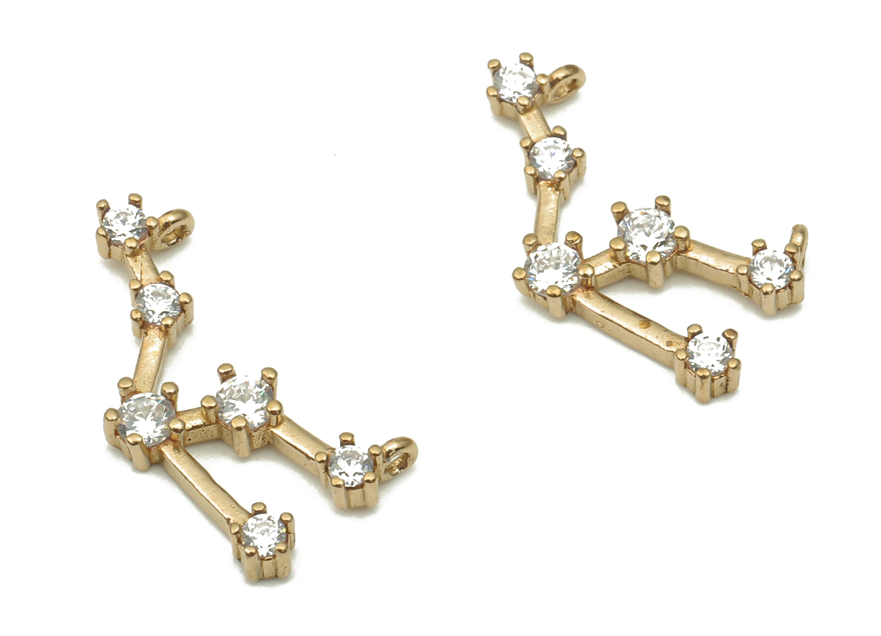 Zodiac Signs Charms - Brass CZ Zodiac Charms - Taurus Zodiac Constellation Connectors Charm - Celestial Jewelry -14.39x7.8x1.83mm- PP7462 - DOMEDBAZAAR