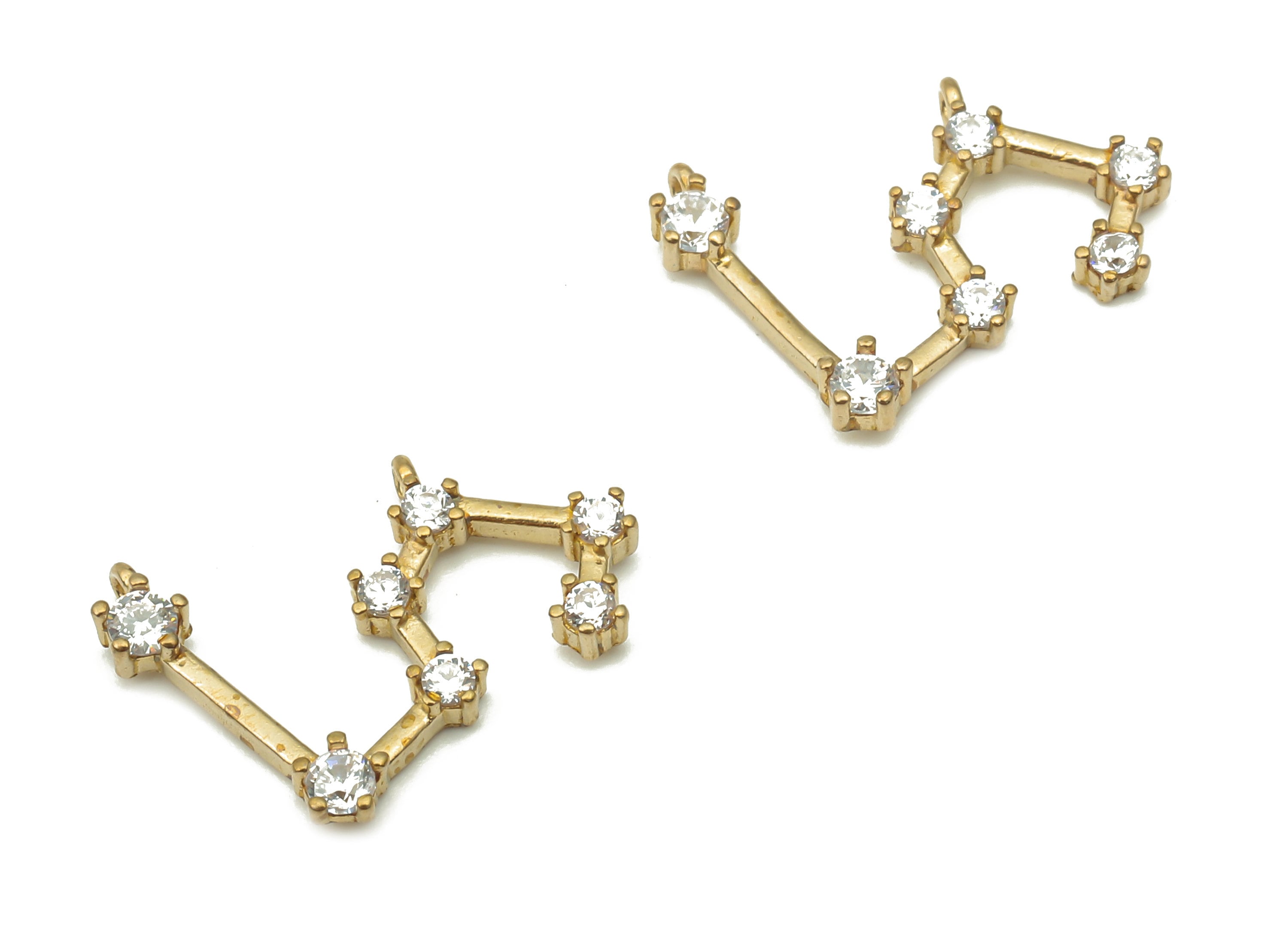 Zodiac Signs Charm - Brass CZ Zodiac Charms - Pisces Zodiac Constellation Connectors Charm - Celestial Jewelry -14.83x11.32x2.11mm- PP7463 - DOMEDBAZAAR