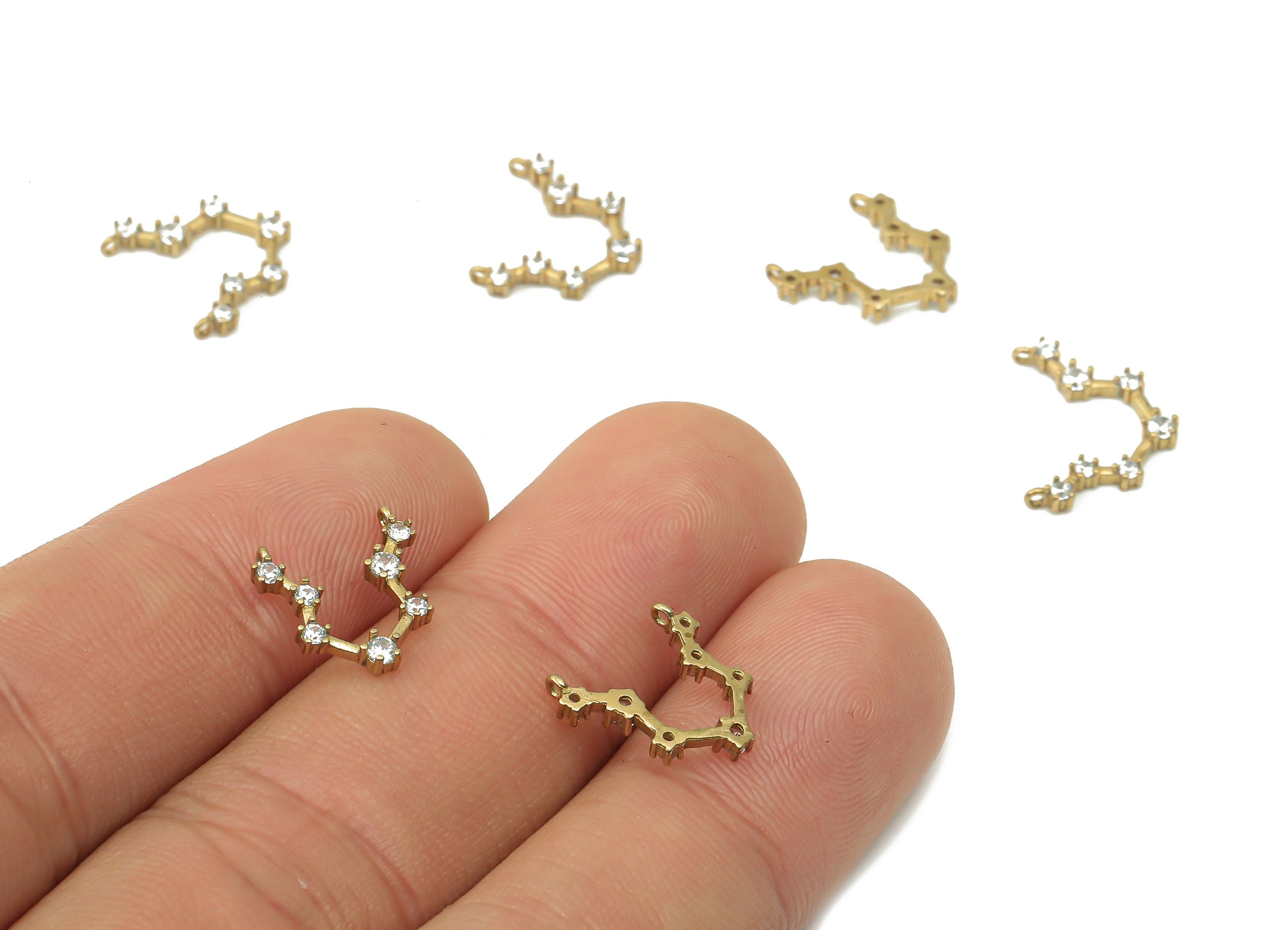 Zodiac Signs Charm - Brass CZ Zodiac Charms - Sagittarius Zodiac Constellation Connector Charm - Celestial Jewelry -14.39x7.8x1.83mm- PP7464 - DOMEDBAZAAR