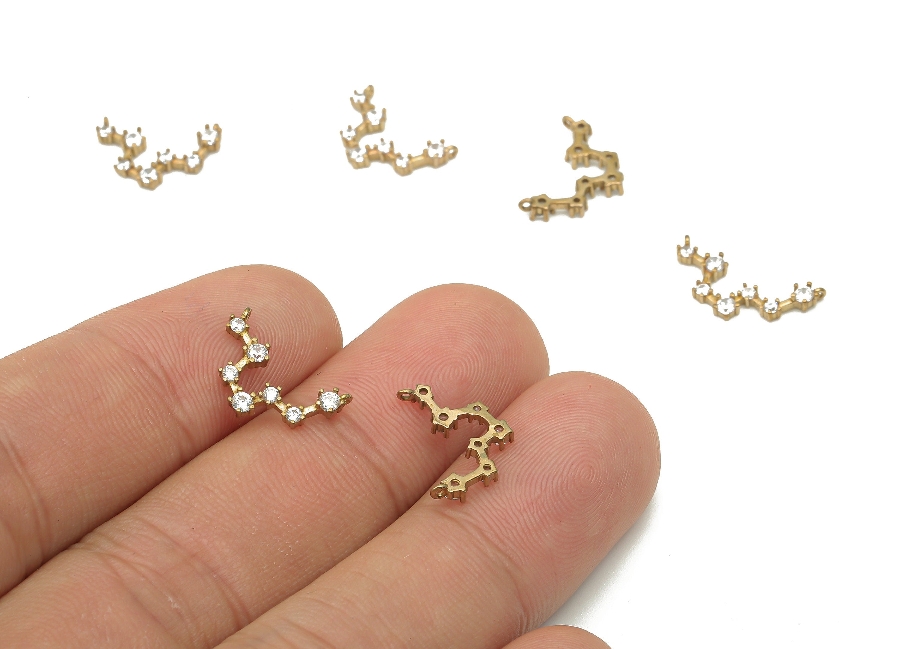 Zodiac Signs Charms - Raw Brass CZ Zodiac Charms - Leo Zodiac Constellation Connectors Charm - Celestial Jewelry -13.1x9.47x1.88mm- PP7468 - DOMEDBAZAAR